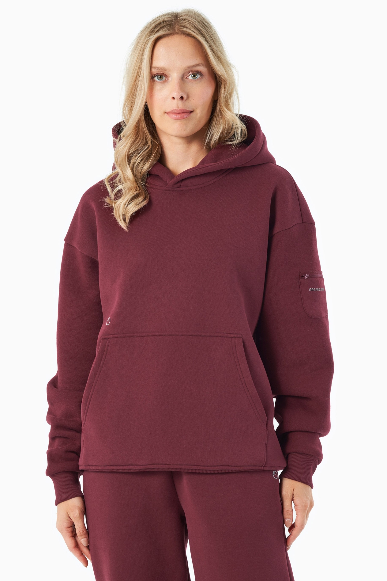 ORGANICATION Herren vegan Kapuzenpulli Harvinn Bordeaux