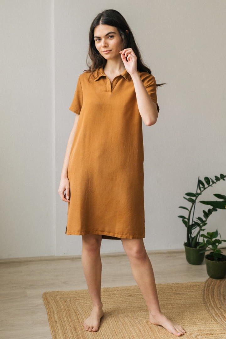 TWOTHIRDS Damen vegan Kleid Ingwer Karamell