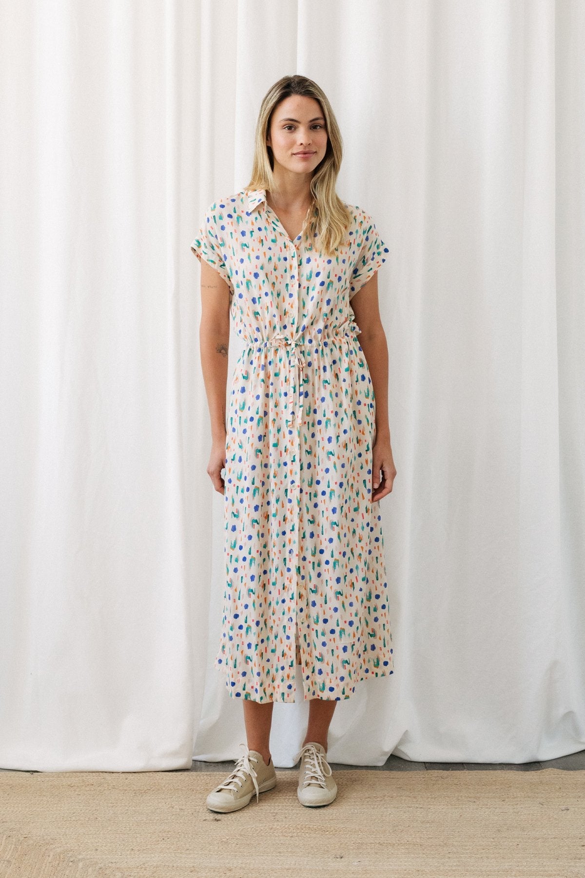Image of TWOTHIRDS dames vegan Jurk Polillo Met Zomerprint