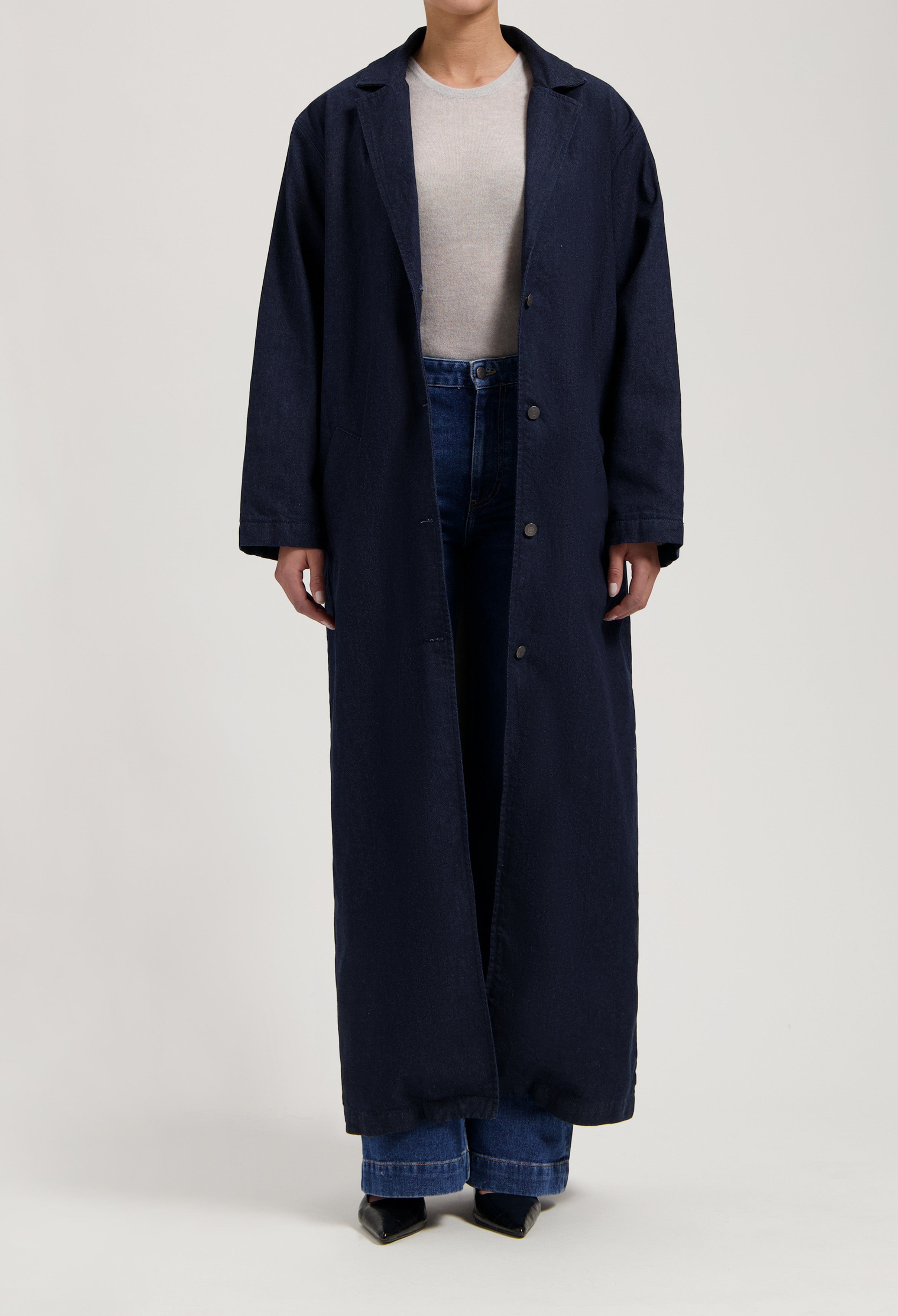 MUD Jeans Trench Coat Elin Rinse Dark Blue