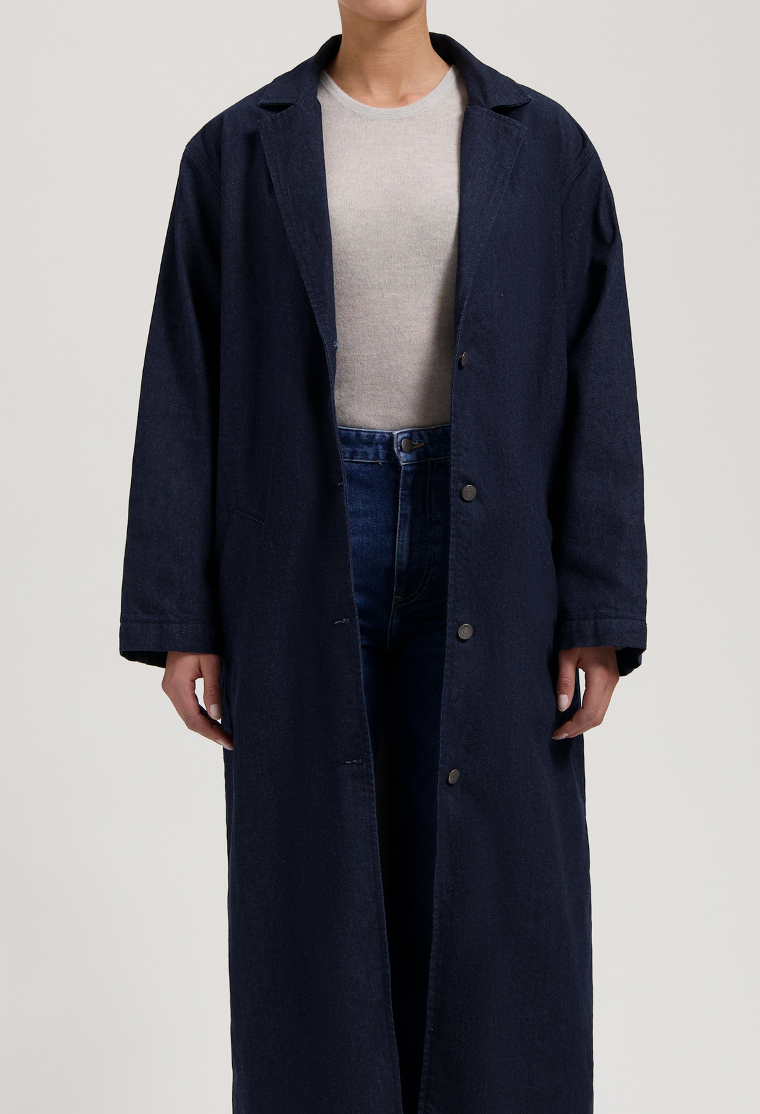 MUD Jeans Trench Coat Elin Rinse Dark Blue