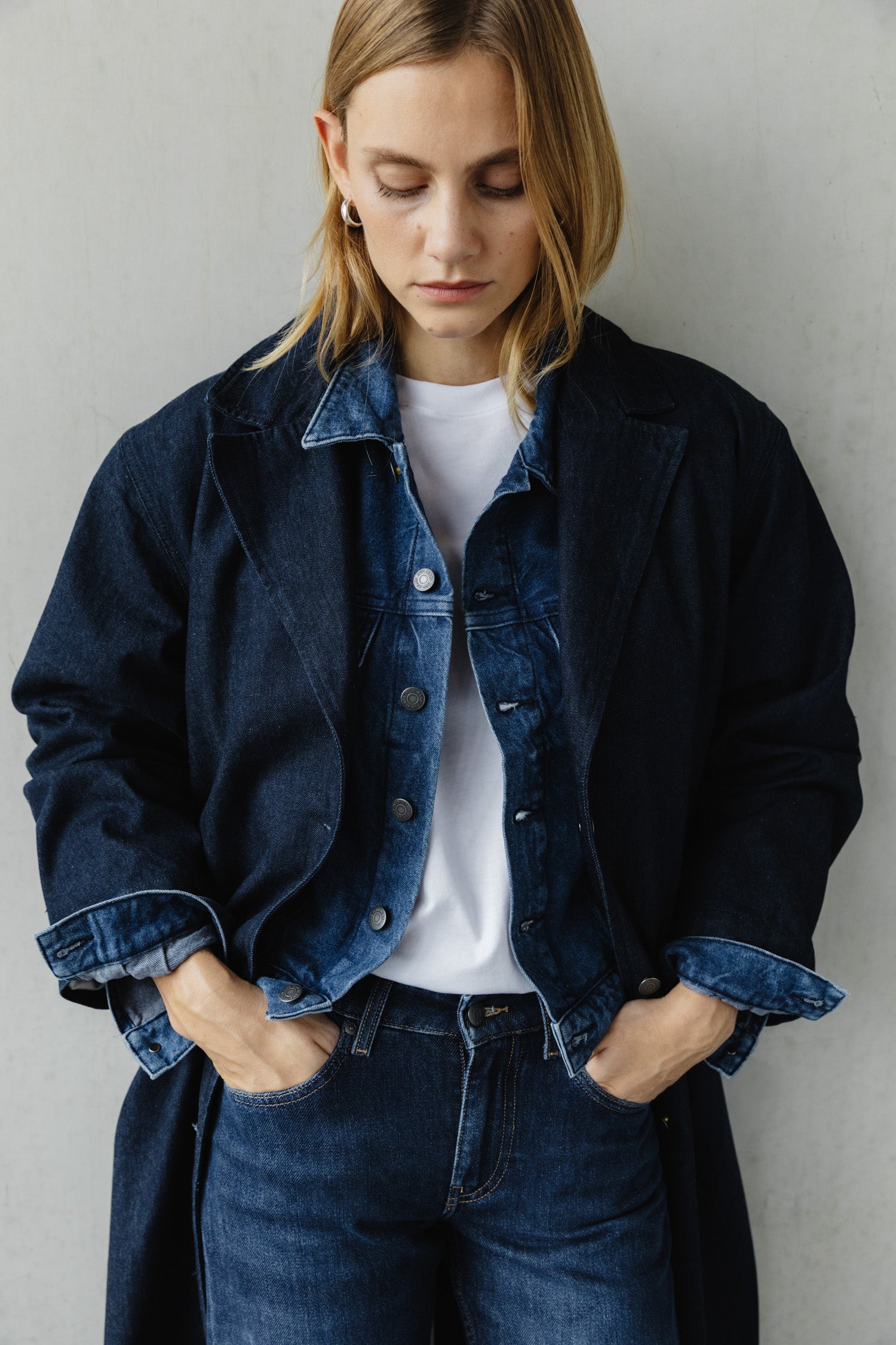 MUD Jeans Trench Coat Elin Rinse Dark Blue