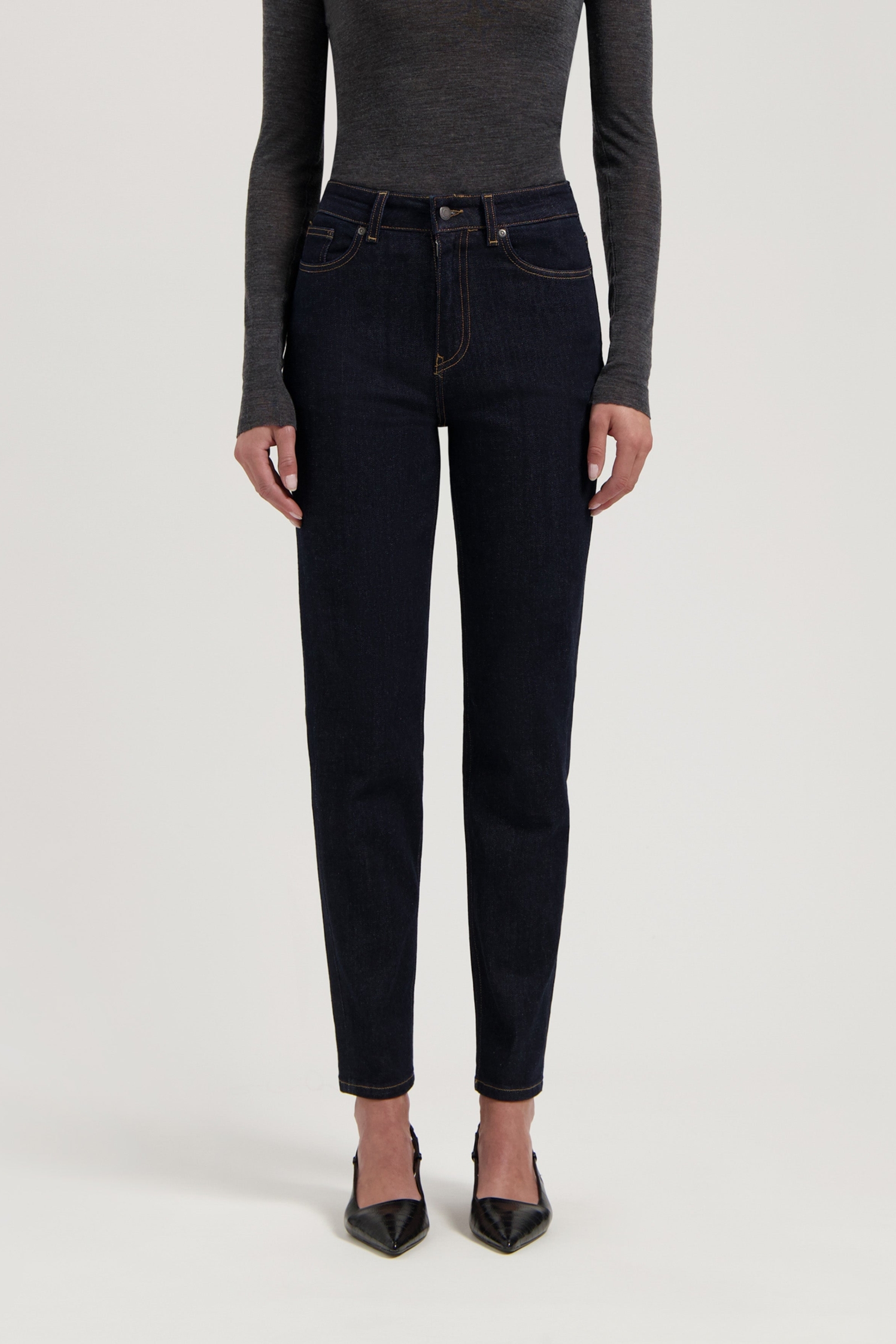 MUD Jeans Damen vegan Jeans High Tapered Mams Strong Blau