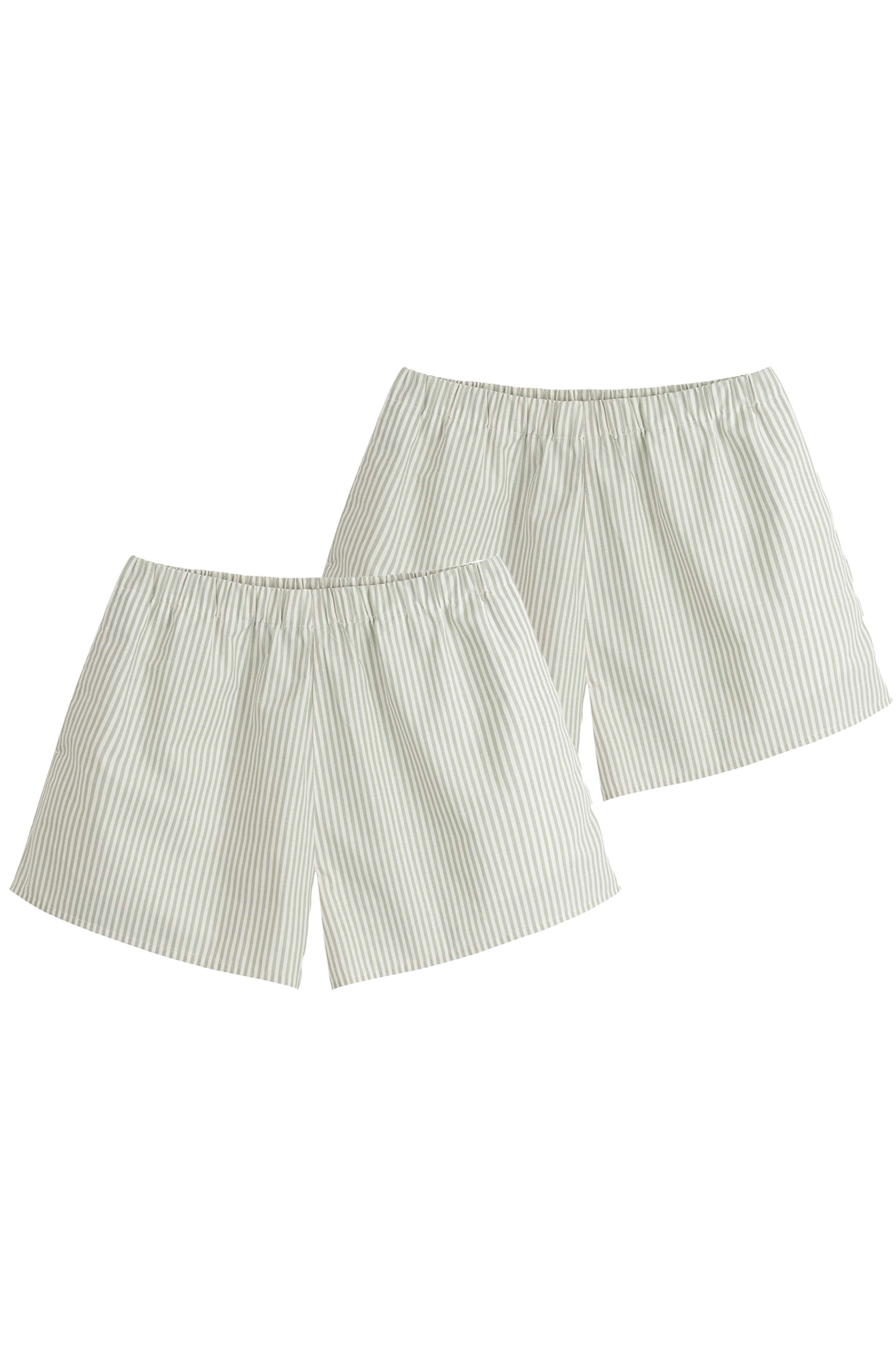 Image of MELA dames vegan Multipack 2x Pyjamashorts Bundel Stijl Vanika Thyme/Wit Gestreept