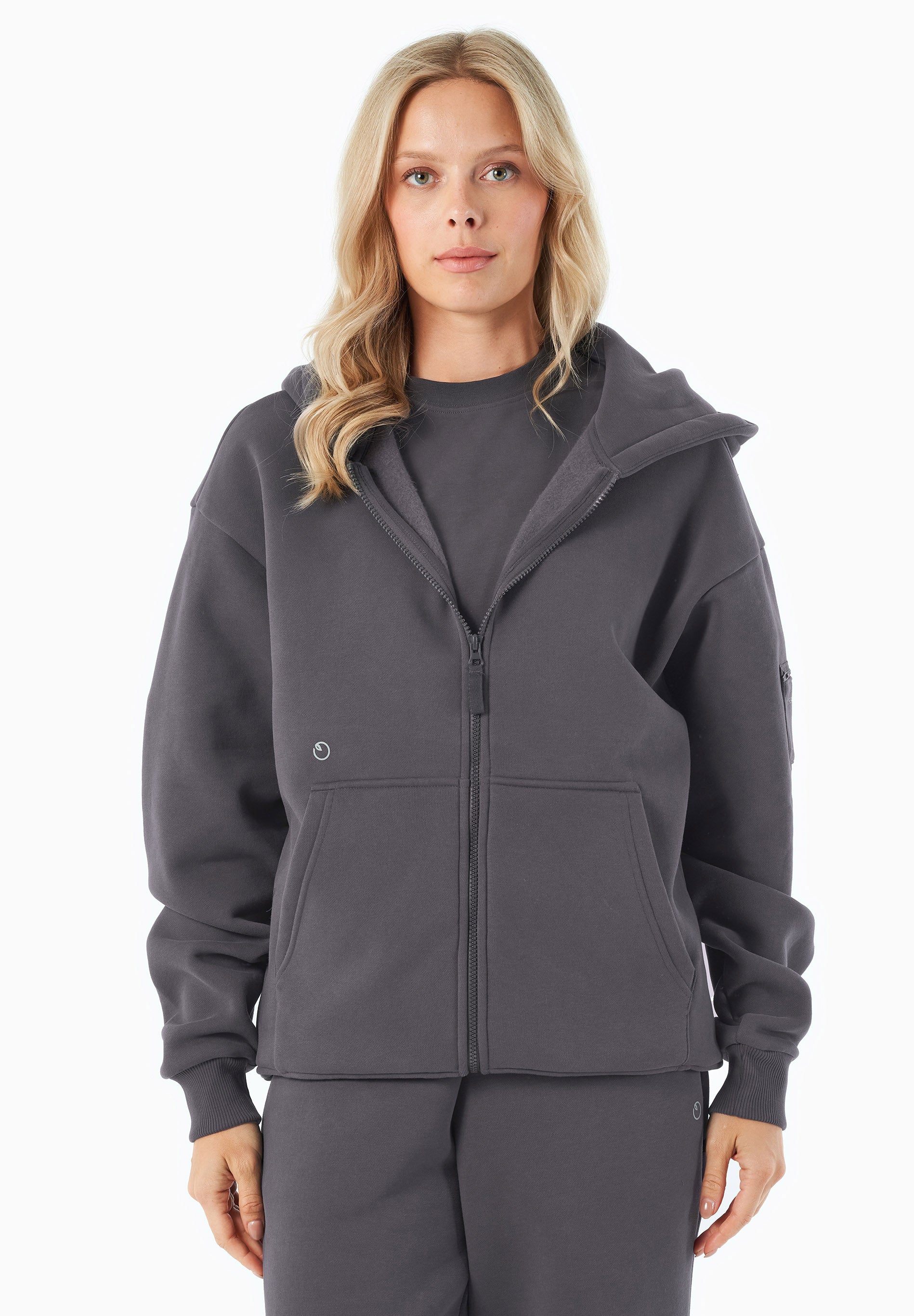 ORGANICATION Hoodie Met Volledige Ritssluiting Jenna Shadow Grey