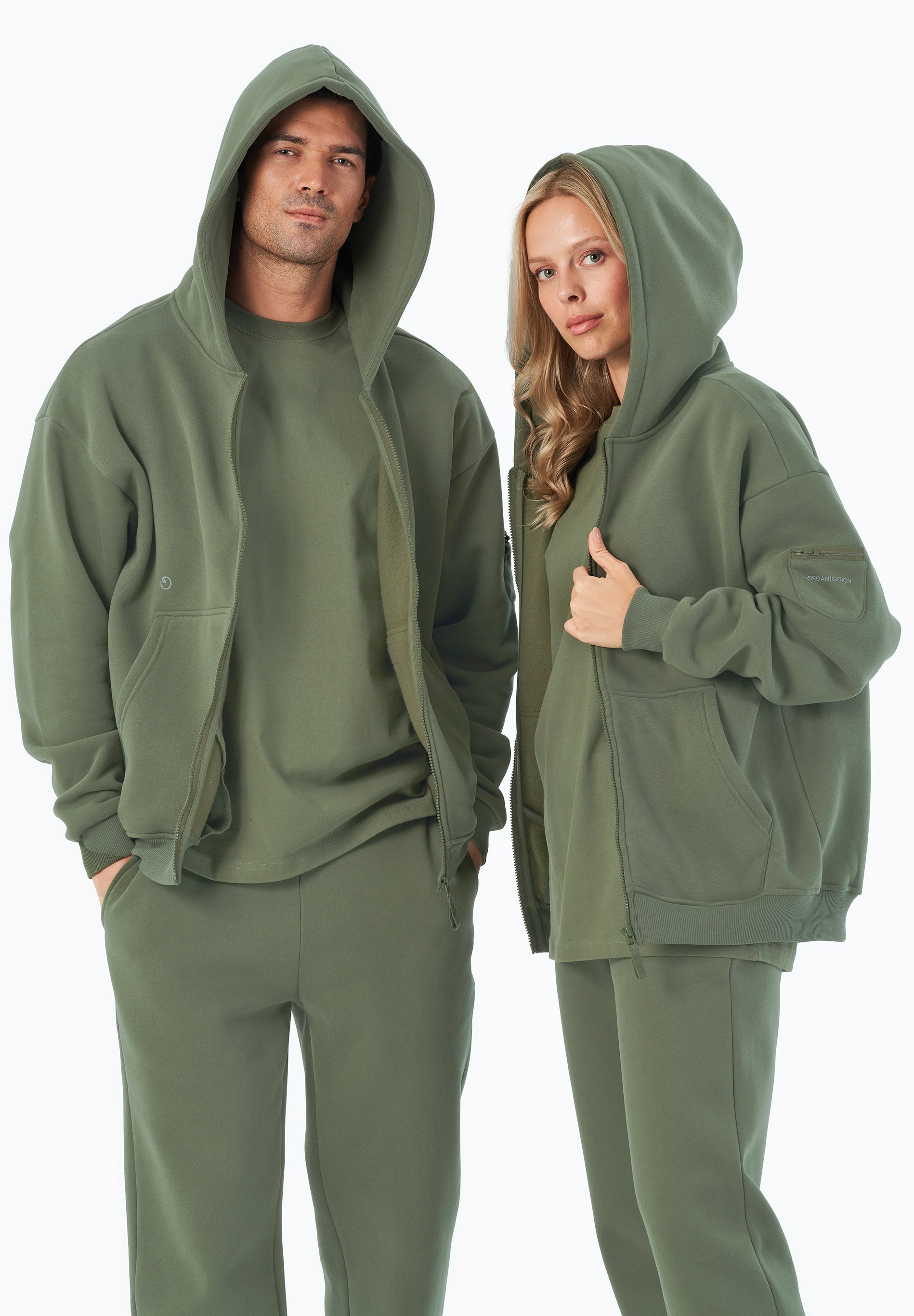 ORGANICATION Hoodie Met Volledige Ritssluiting Jenna Olive