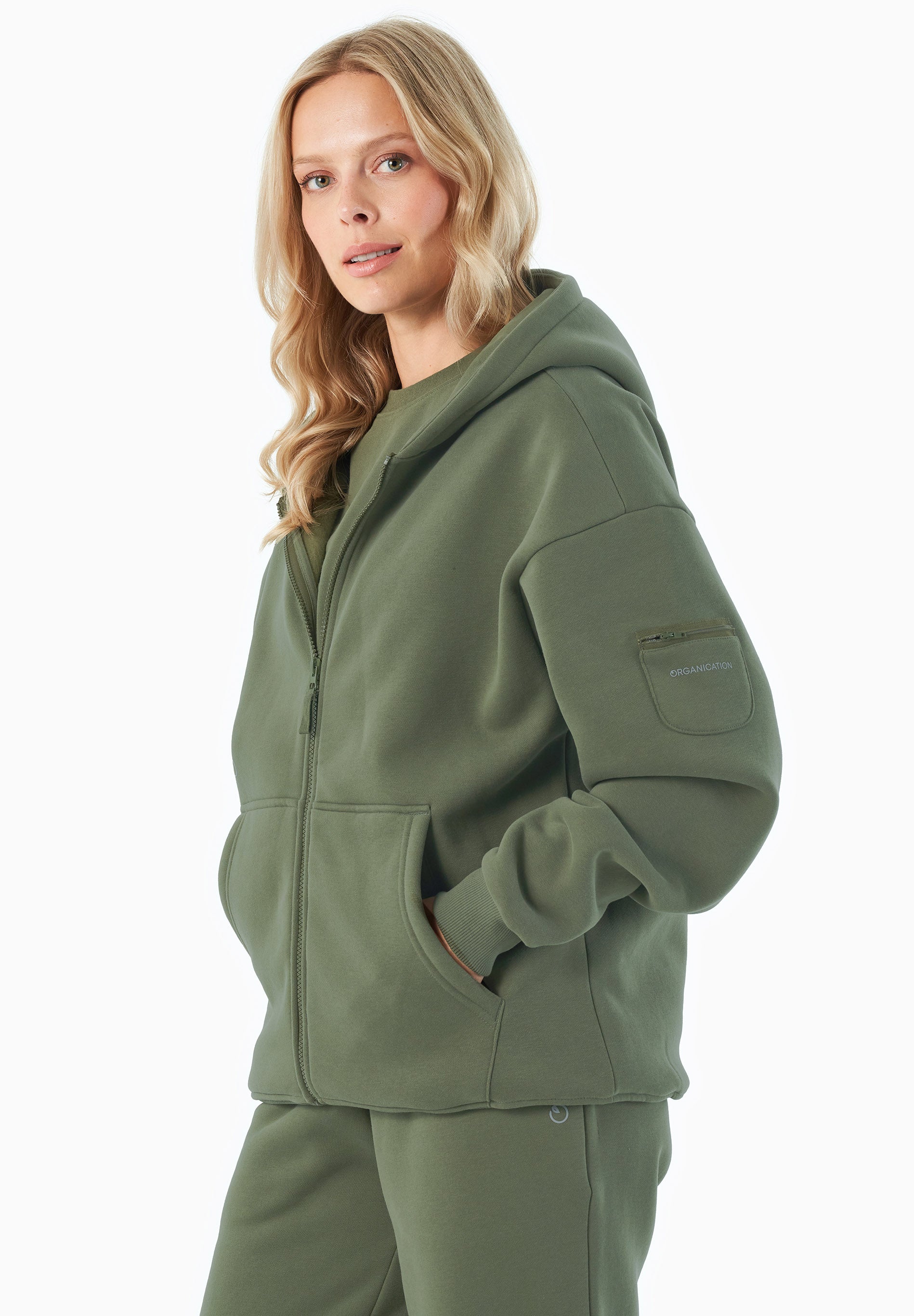 ORGANICATION Hoodie Met Volledige Ritssluiting Jenna Olive