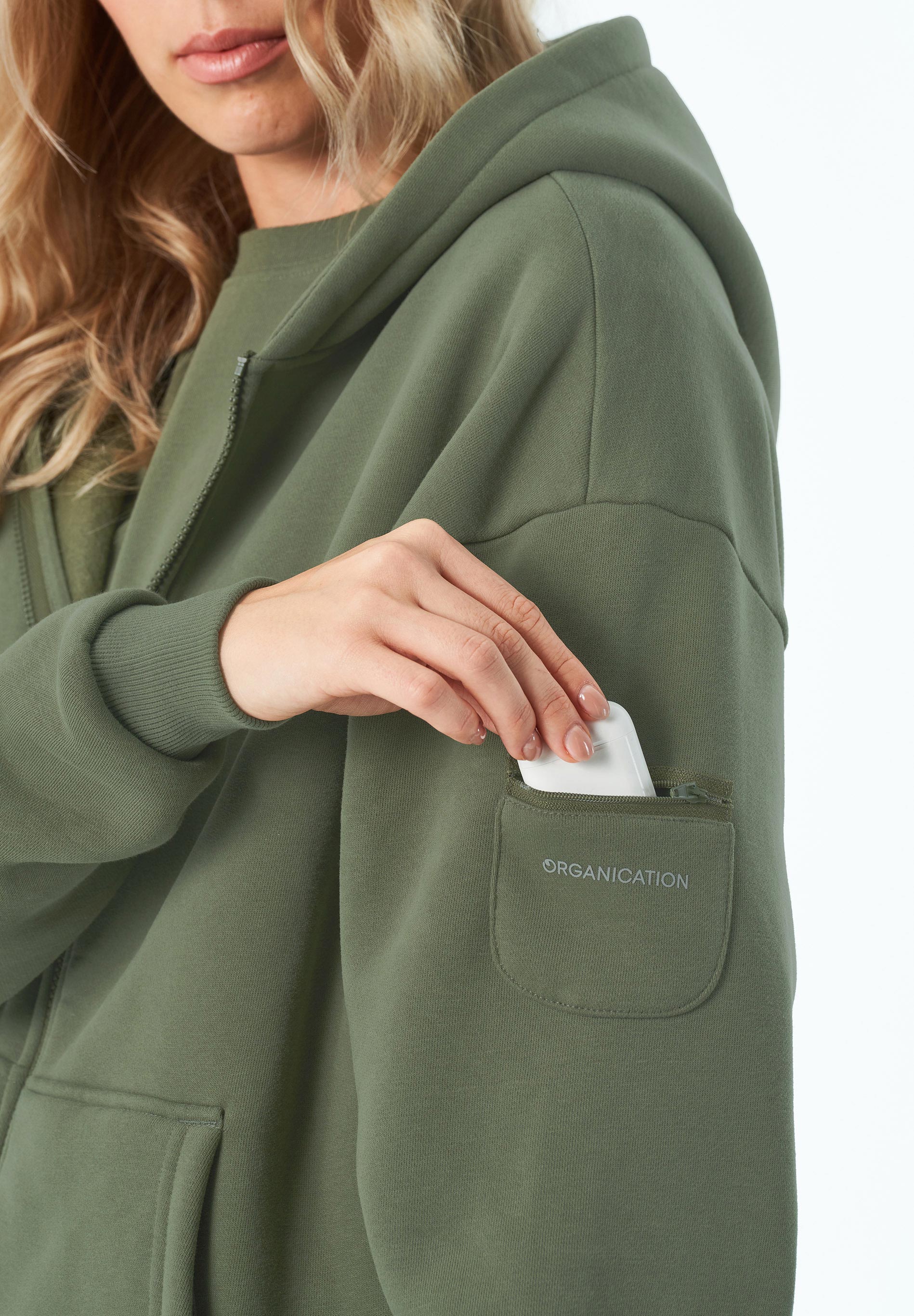 ORGANICATION Hoodie Met Volledige Ritssluiting Jenna Olive