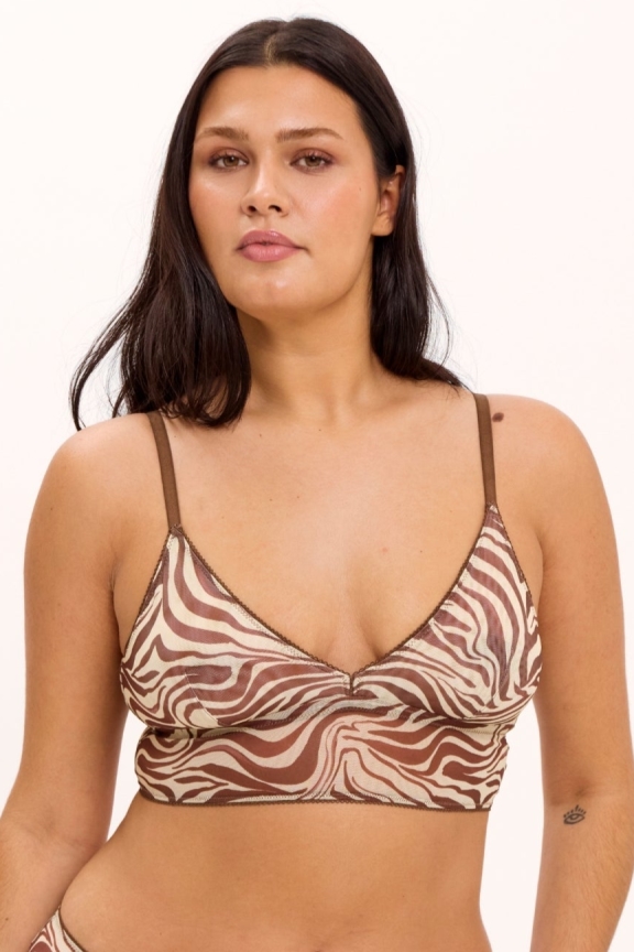 Image of Understatement dames vegan Bralette Met Mesh Driehoekig Topje En Zebraprint