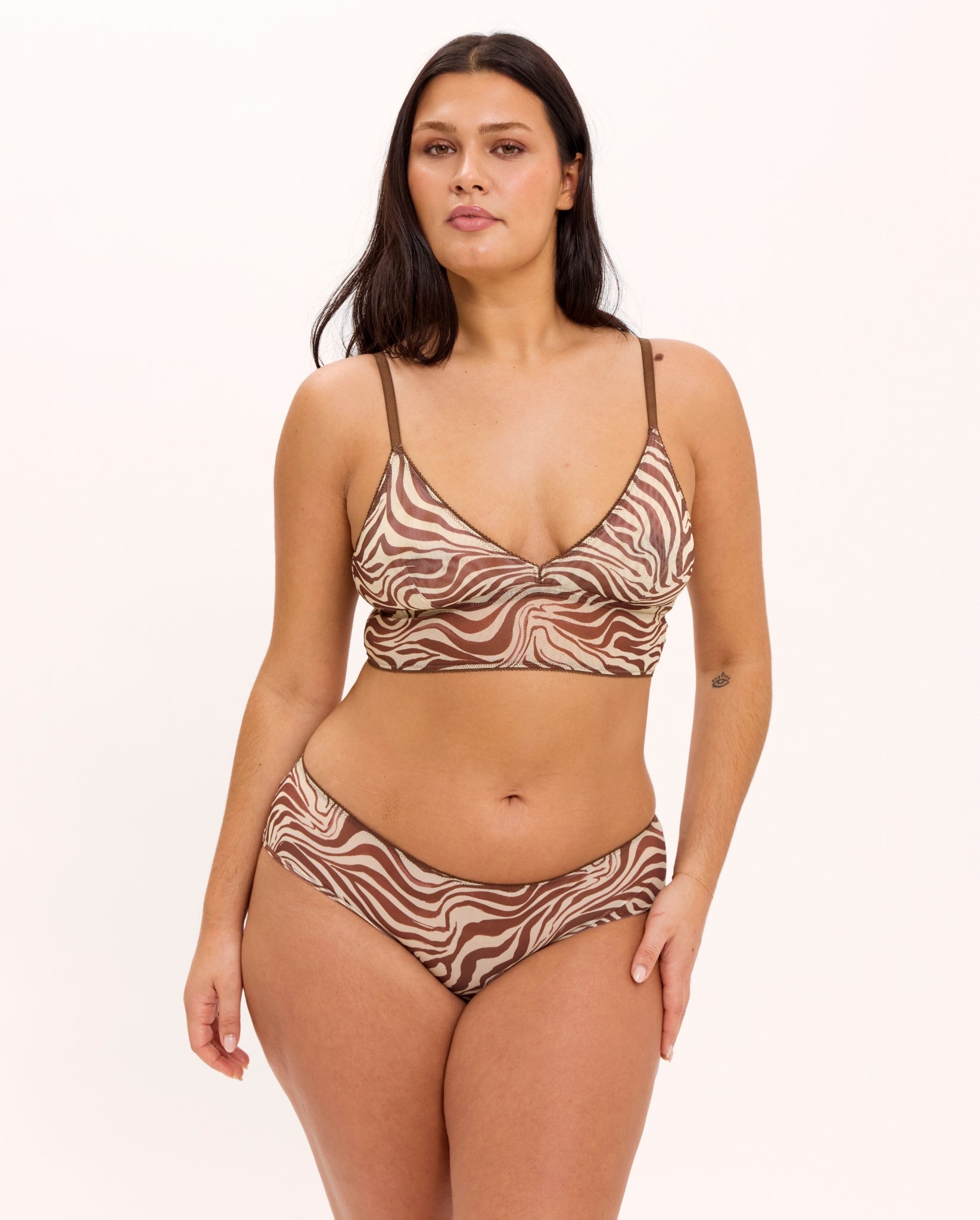 Understatement womens vegan Bralette Mesh Triangle Top Zebra
