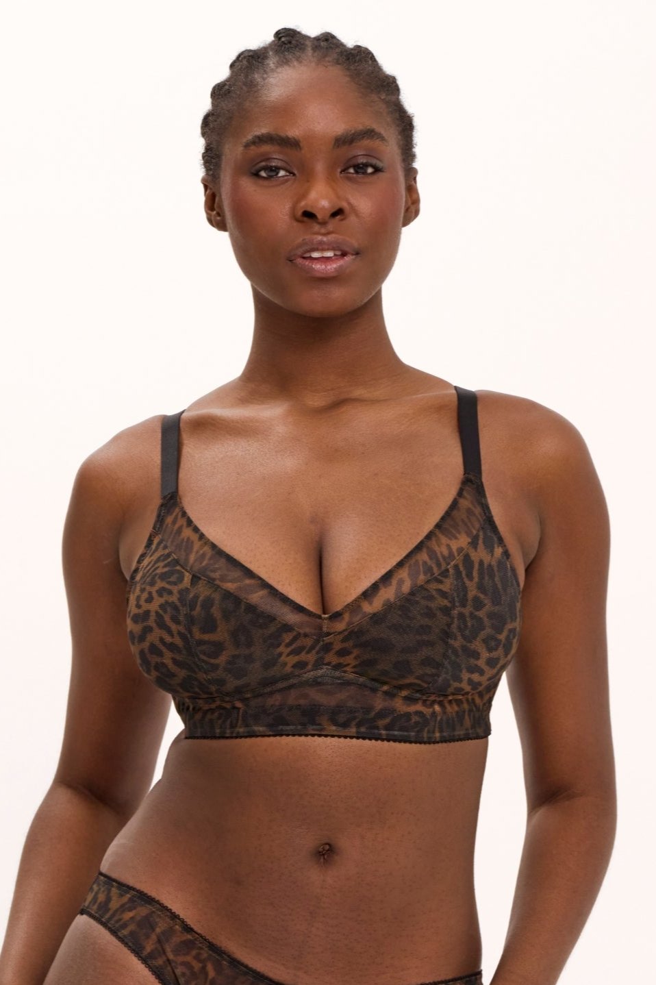 Understatement Damen vegan Bh Mesh Support Dark Leopard