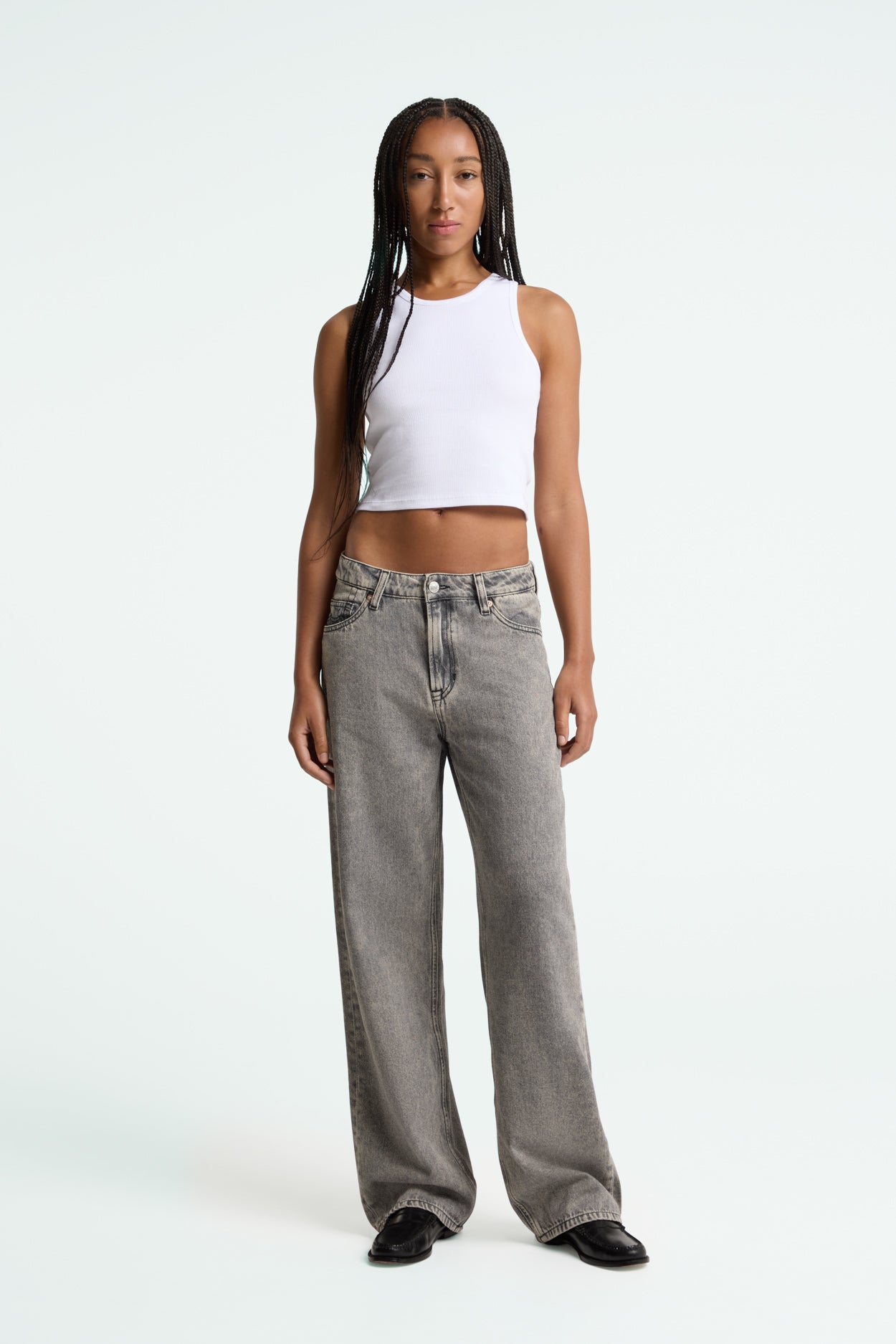 Kings of Indigo womens vegan Jeans Joan Well Grey Mid Marble