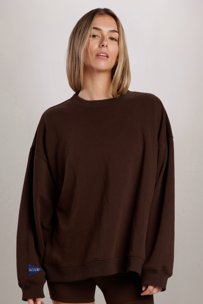 SEAAV Damen vegan Sweatshirt Dune Crew Kaffeebohne