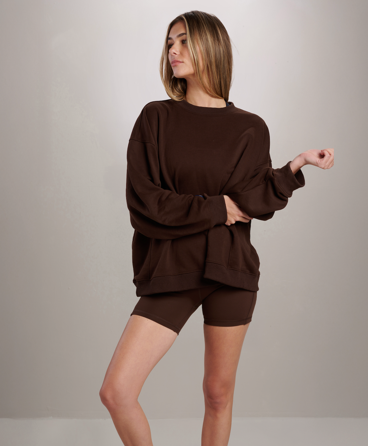 SEAAV womens vegan Sweatshirt Dune Crew Coffee Bean