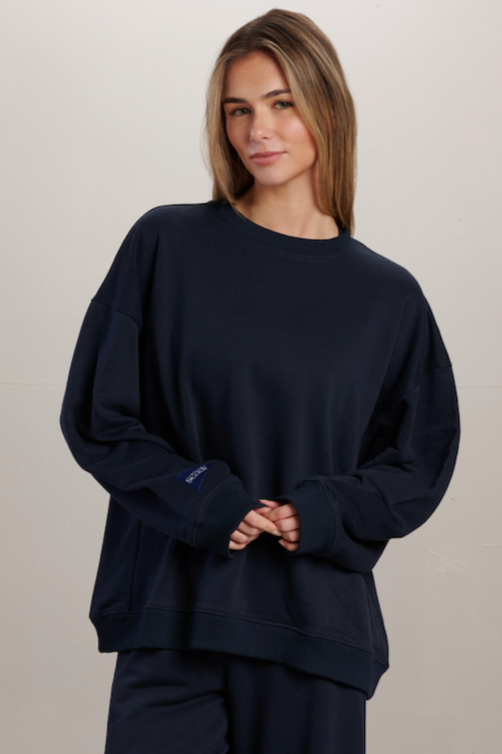 SEAAV Damen vegan Sweatshirt Dune Crew Mitternachtsblau