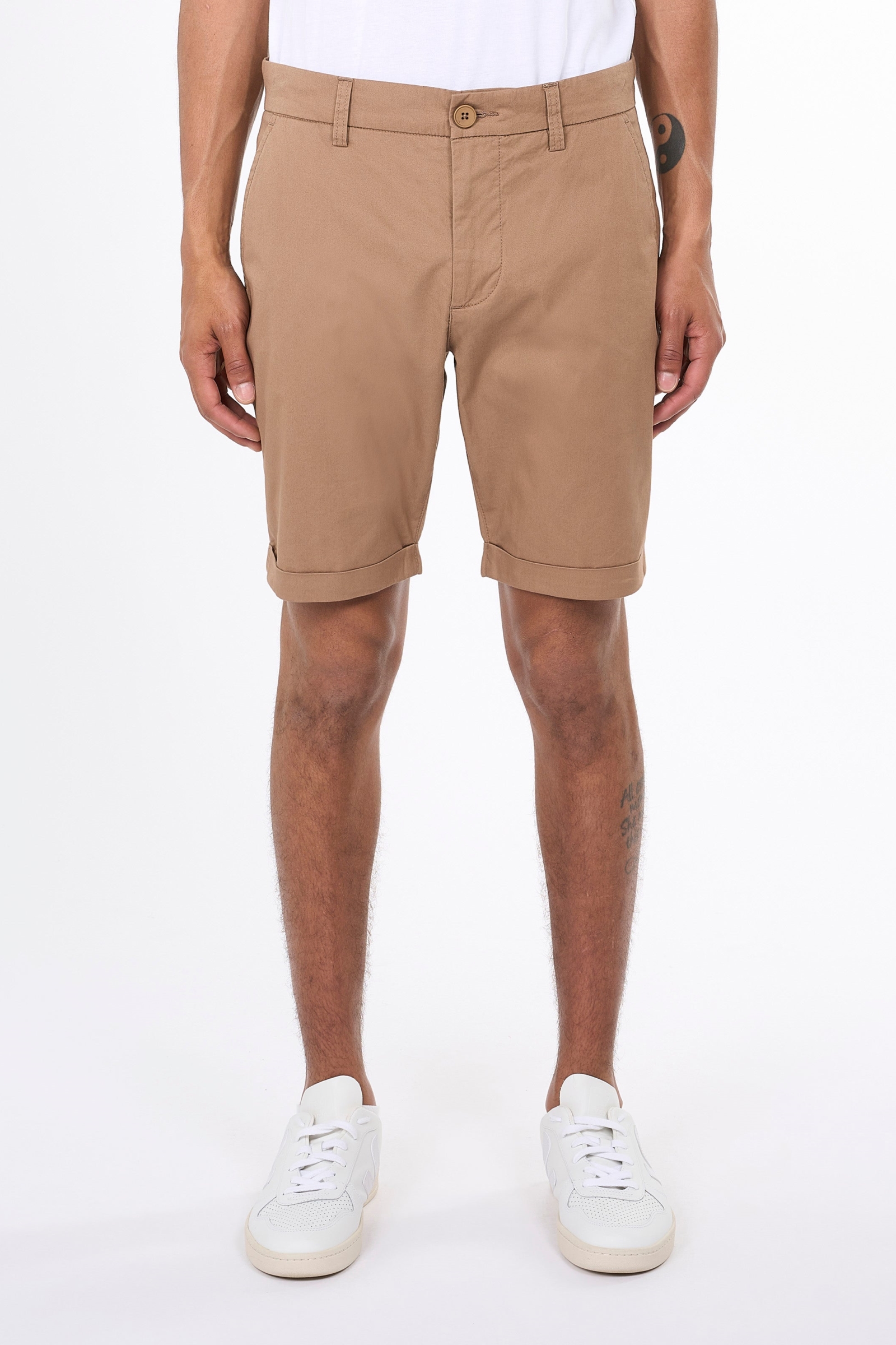 Image of KnowledgeCotton Apparel mannen vegan Korte Chino Chuck Regular Tuffet Beige