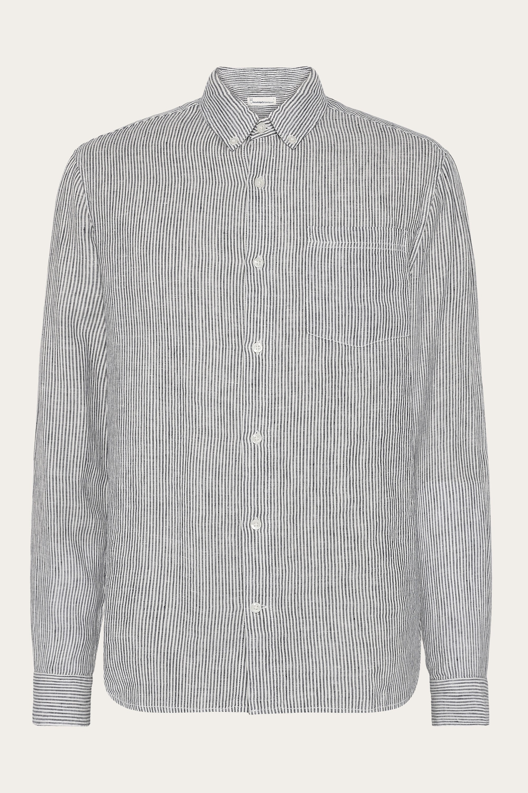 Image of KnowledgeCotton Apparel mannen vegan Shirt Stripe Total Eclipse