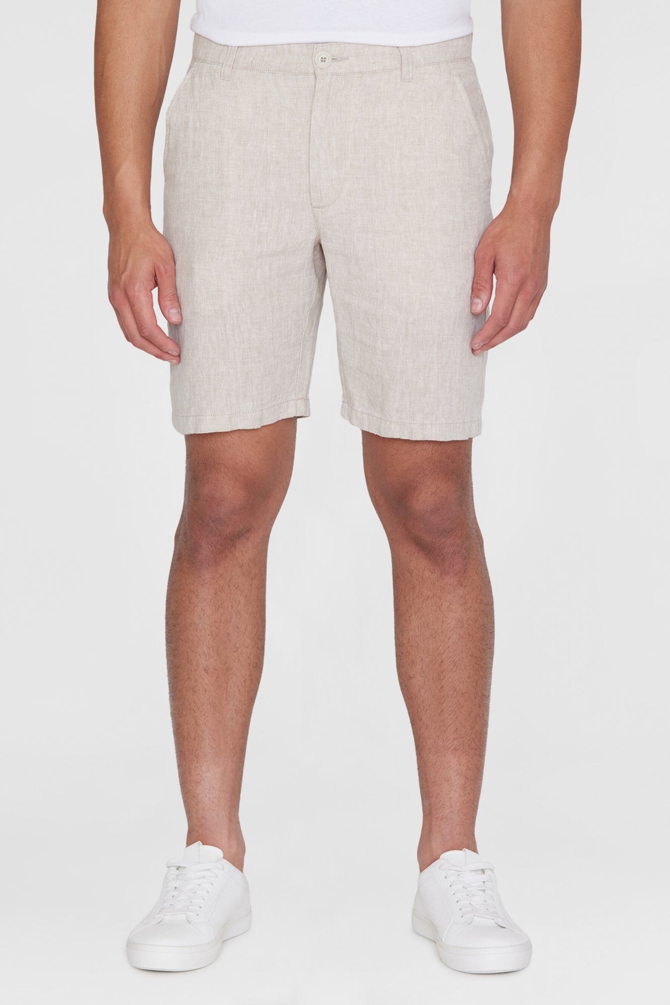 Image of KnowledgeCotton Apparel mannen vegan Chuck Shorts Regular Linnen Lichtgrijs