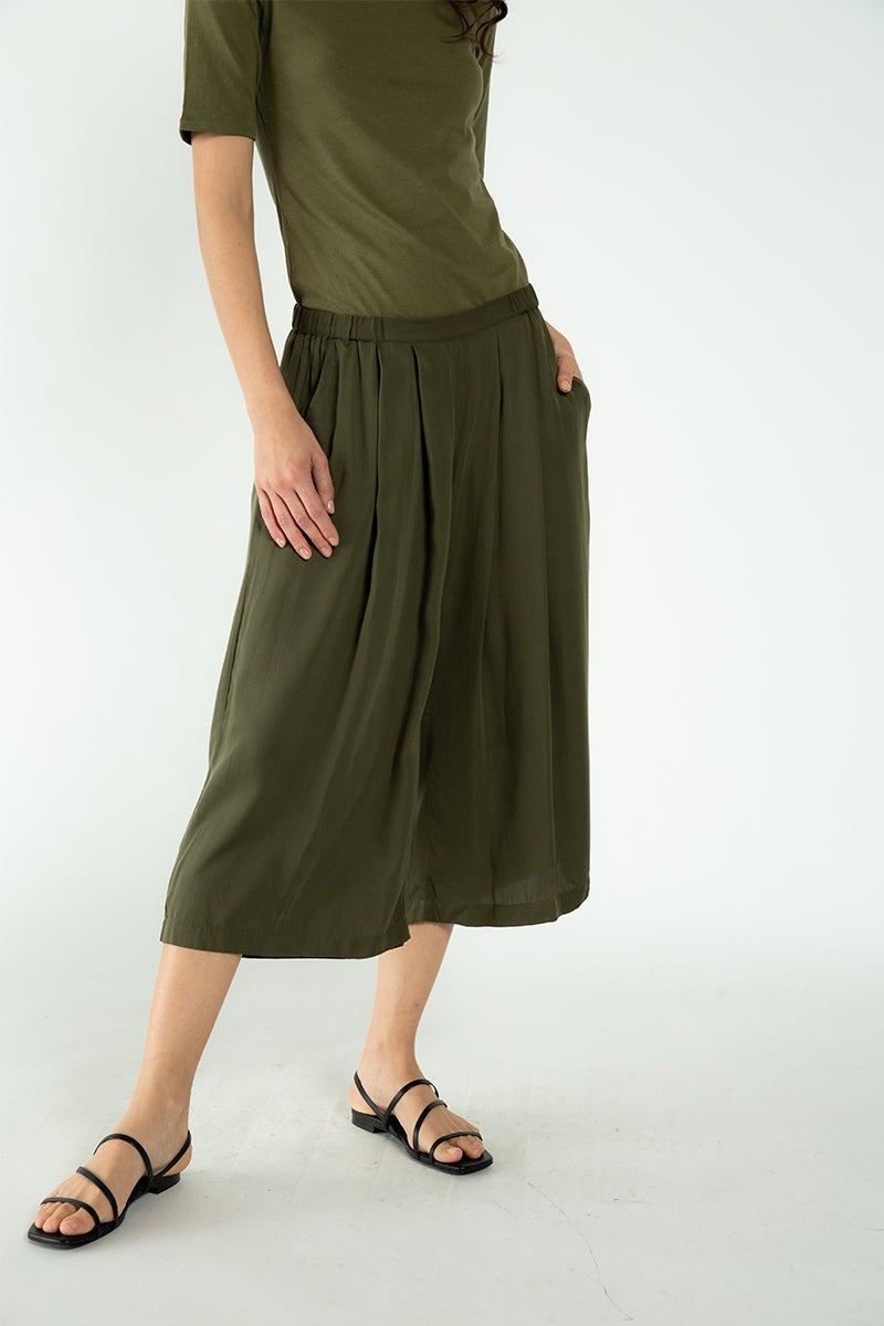 Neu Nomads Damen vegan Hose Cropped Palazzo Olive Night