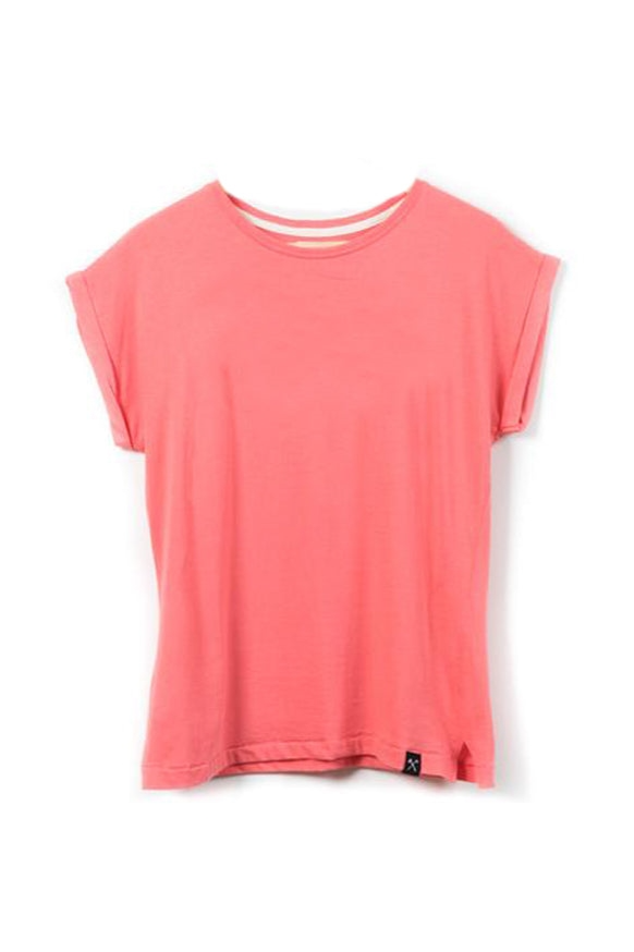 The Driftwood Tales womens vegan T-Shirt Coral Pink