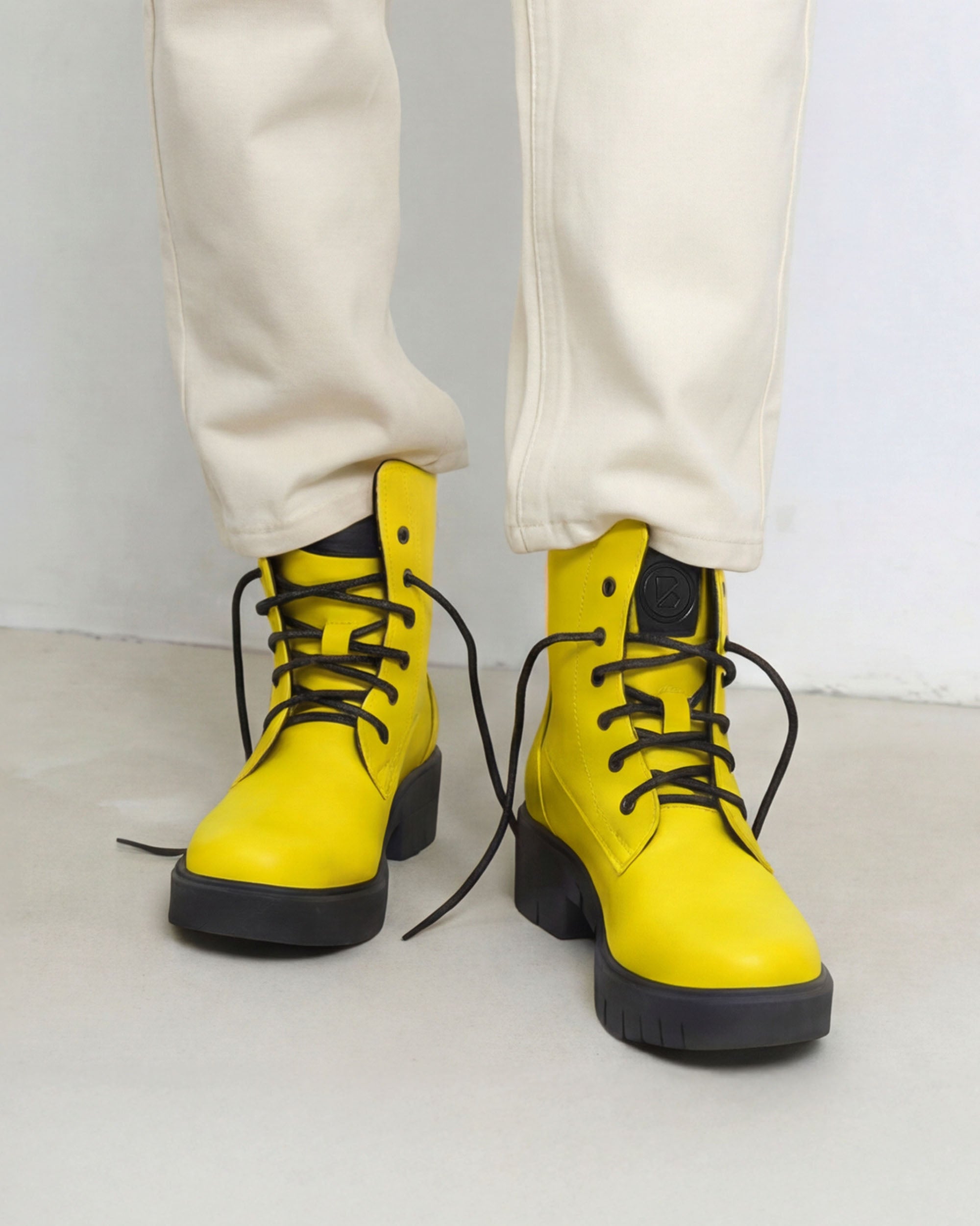 BOHEMA womens vegan Boots Workers No. 3 Yellow