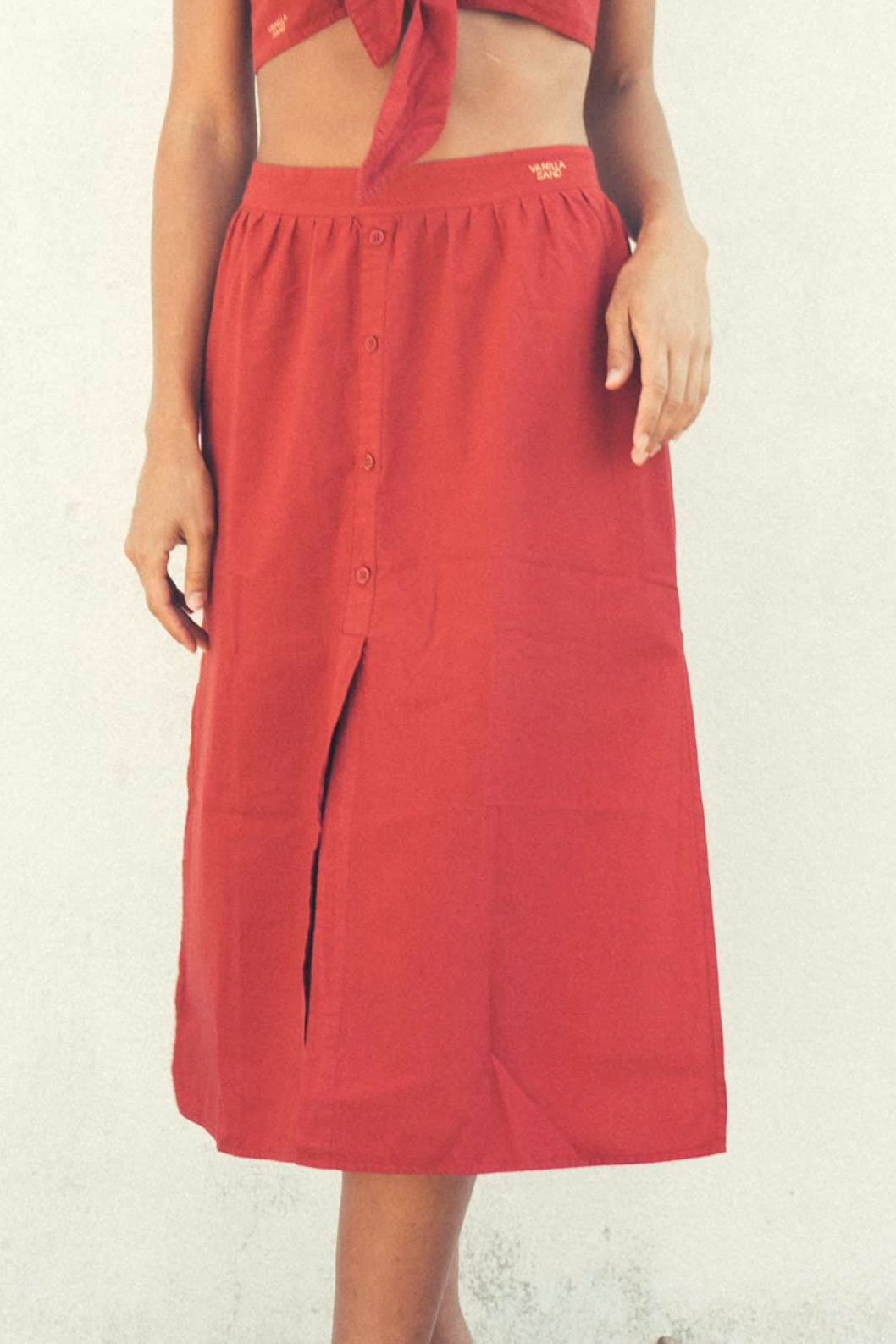 Vanilla Sand Damen vegan Midirock Comporta Hohe Taille Berry