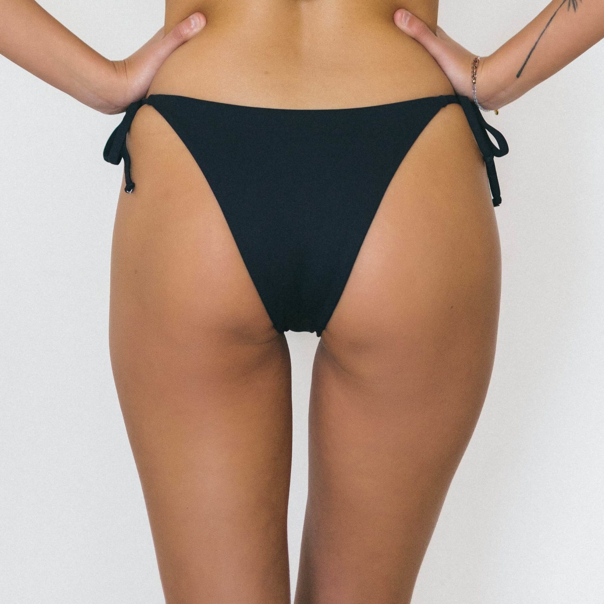 Vanilla Sand womens vegan Bikini Bottom Brazilian Plain Pepper Black
