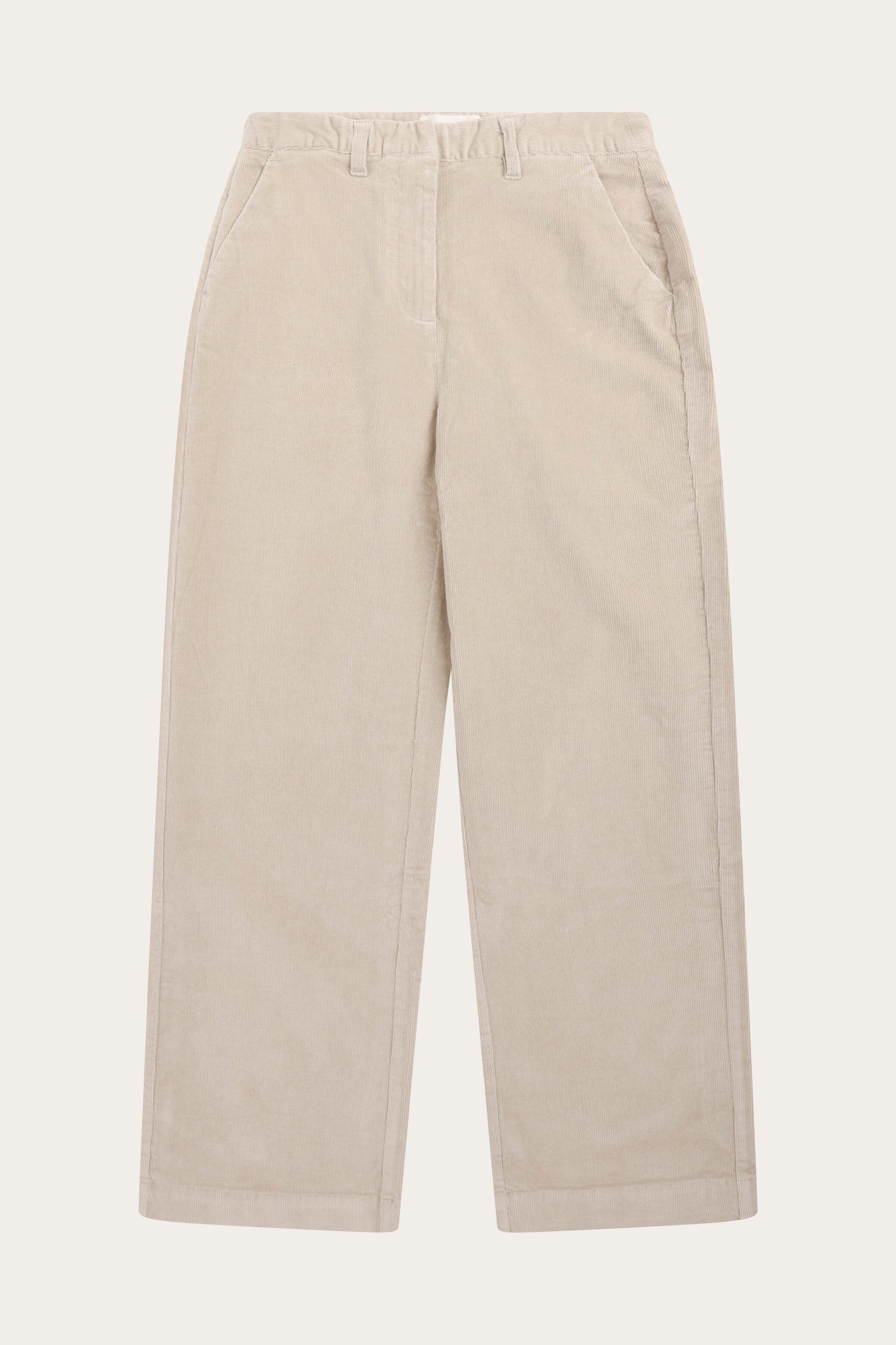 KnowledgeCotton Apparel Damen vegan Hose Damen Bora Wide Corduroy Light Feather Gray