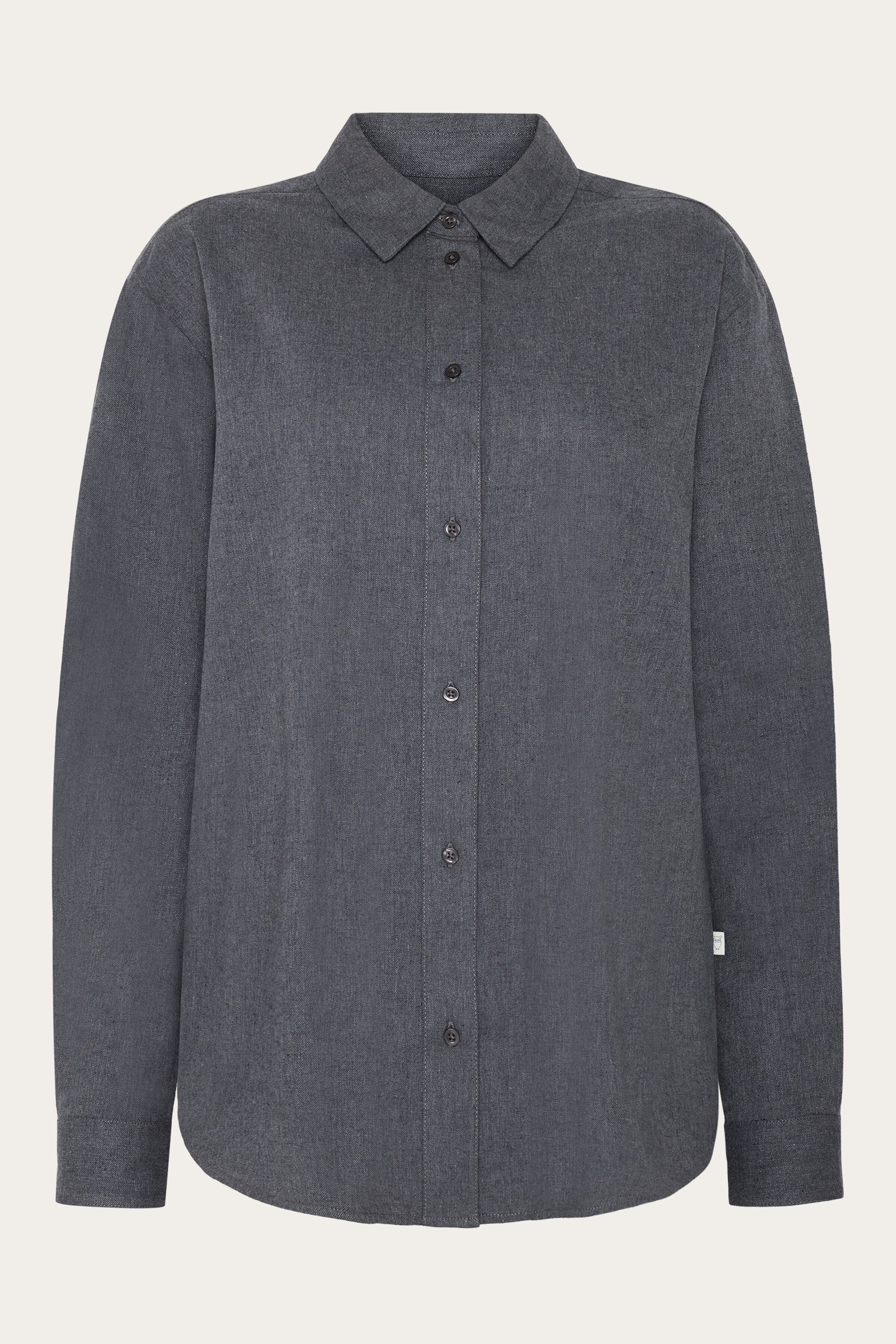 Image of KnowledgeCotton Apparel dames vegan Damesblouse Van Flanel, Donkergrijs GemÃªleerd