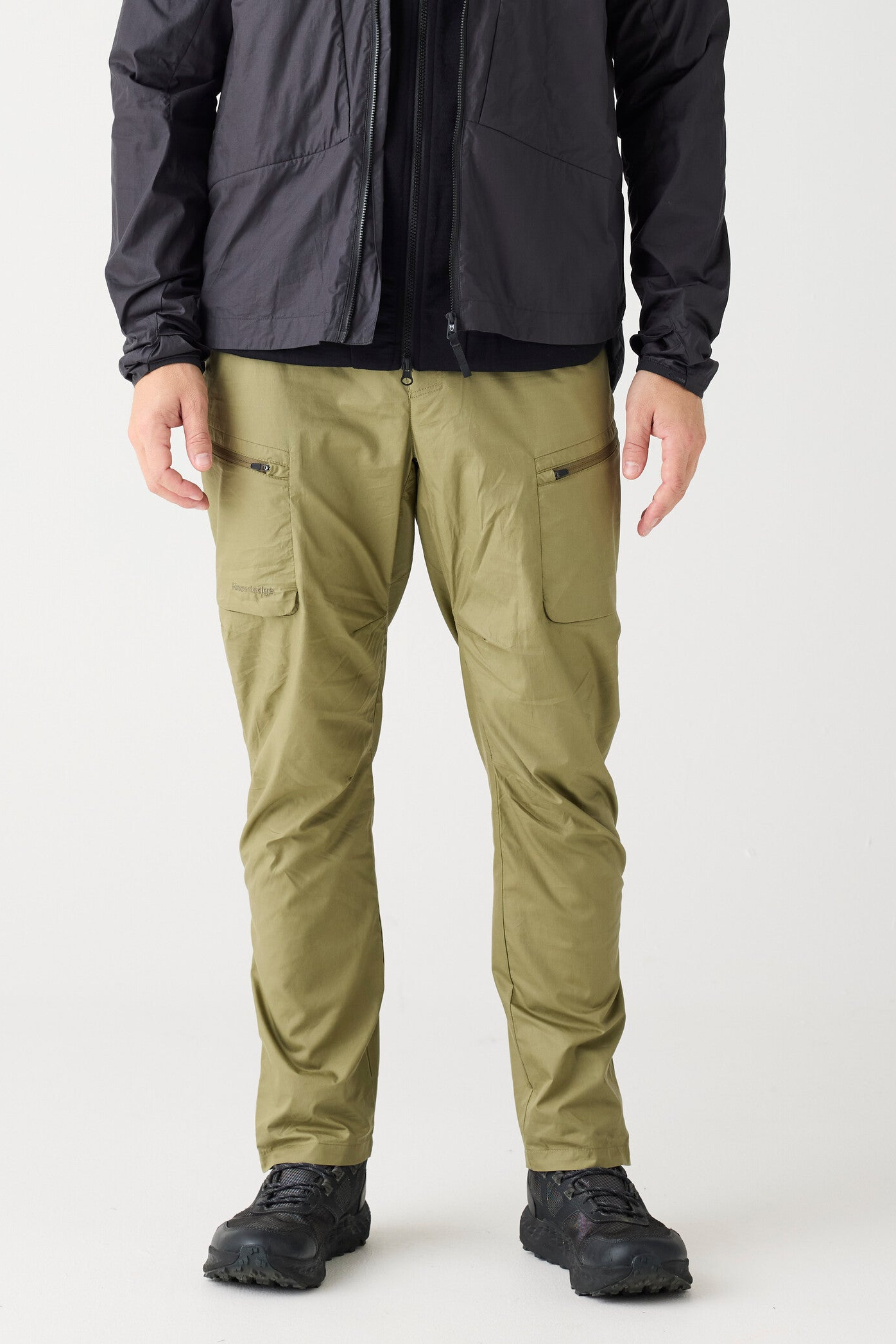 Image of KnowledgeCotton Apparel mannen vegan Broek Met Ventilatieopeningen, Ripstop, 90 Cm, Verbrand Olijfgroen