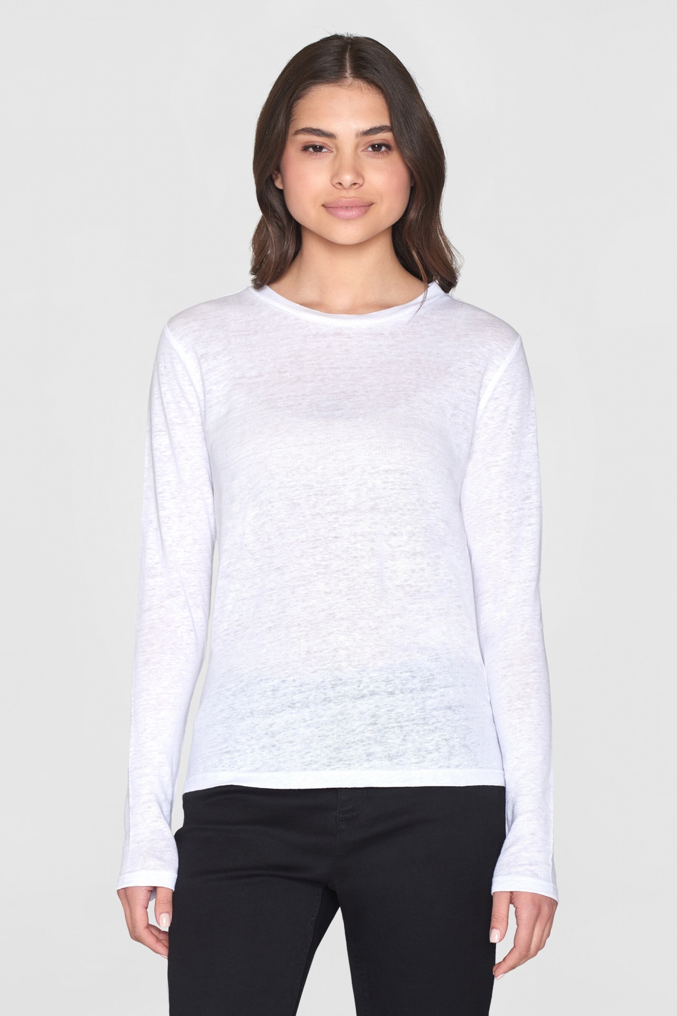 Image of KnowledgeCotton Apparel dames vegan T-Shirt Met Lange Mouwen, Linnen, Helderwit