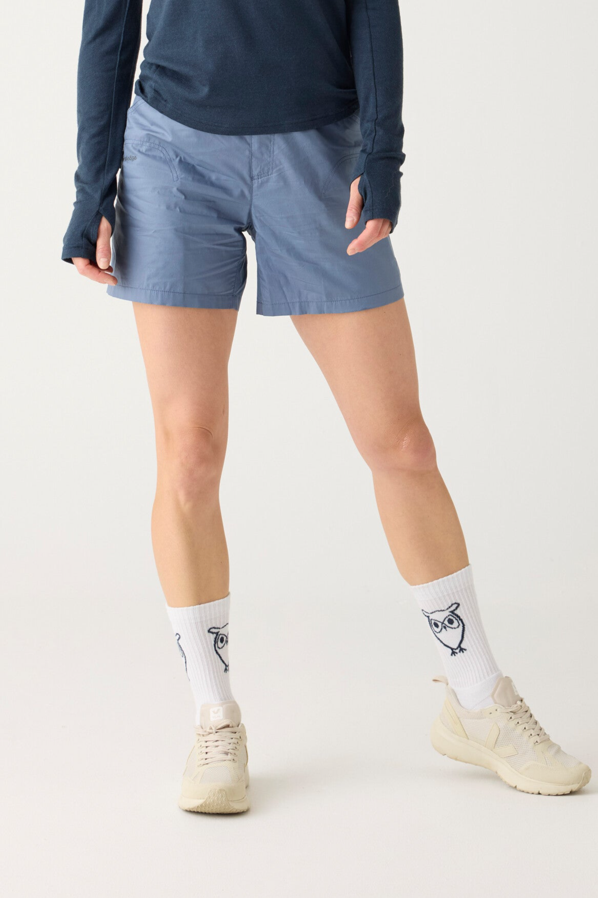 KnowledgeCotton Apparel Damen vegan Shorts Vent Ripstop 90 Vintage Indigo