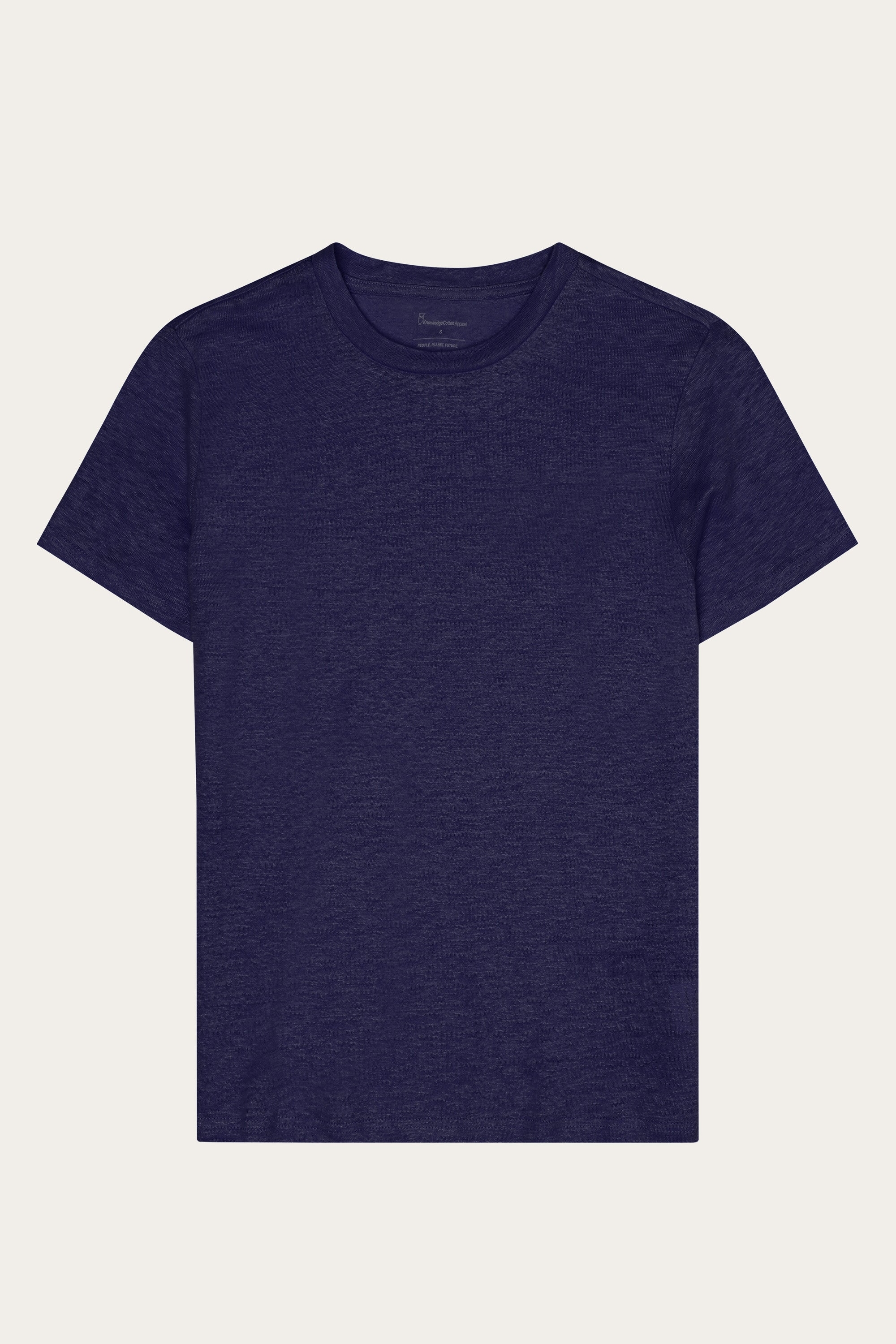 Image of KnowledgeCotton Apparel dames vegan Dames T-Shirt Reg Linen Total Eclipse Navy