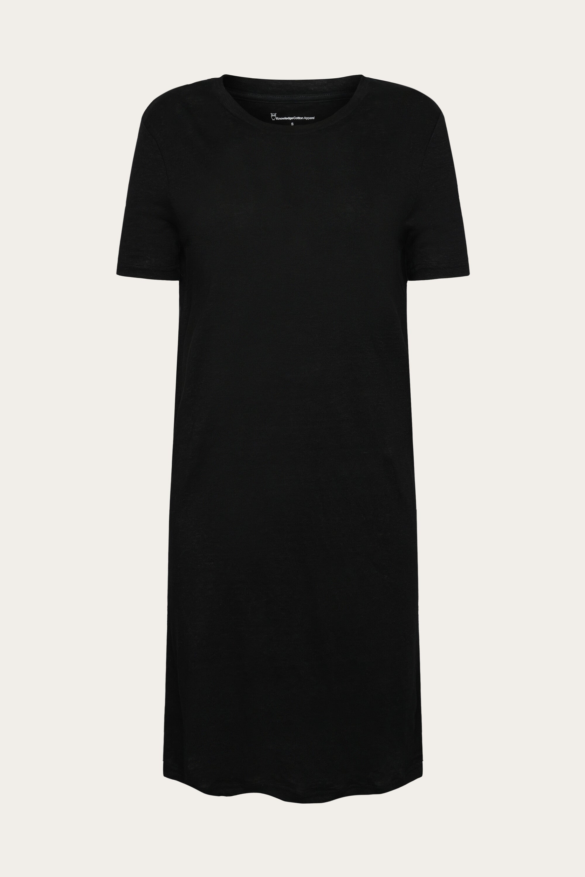 Image of KnowledgeCotton Apparel dames vegan T-Shirtjurk Van Linnen In Zwart.