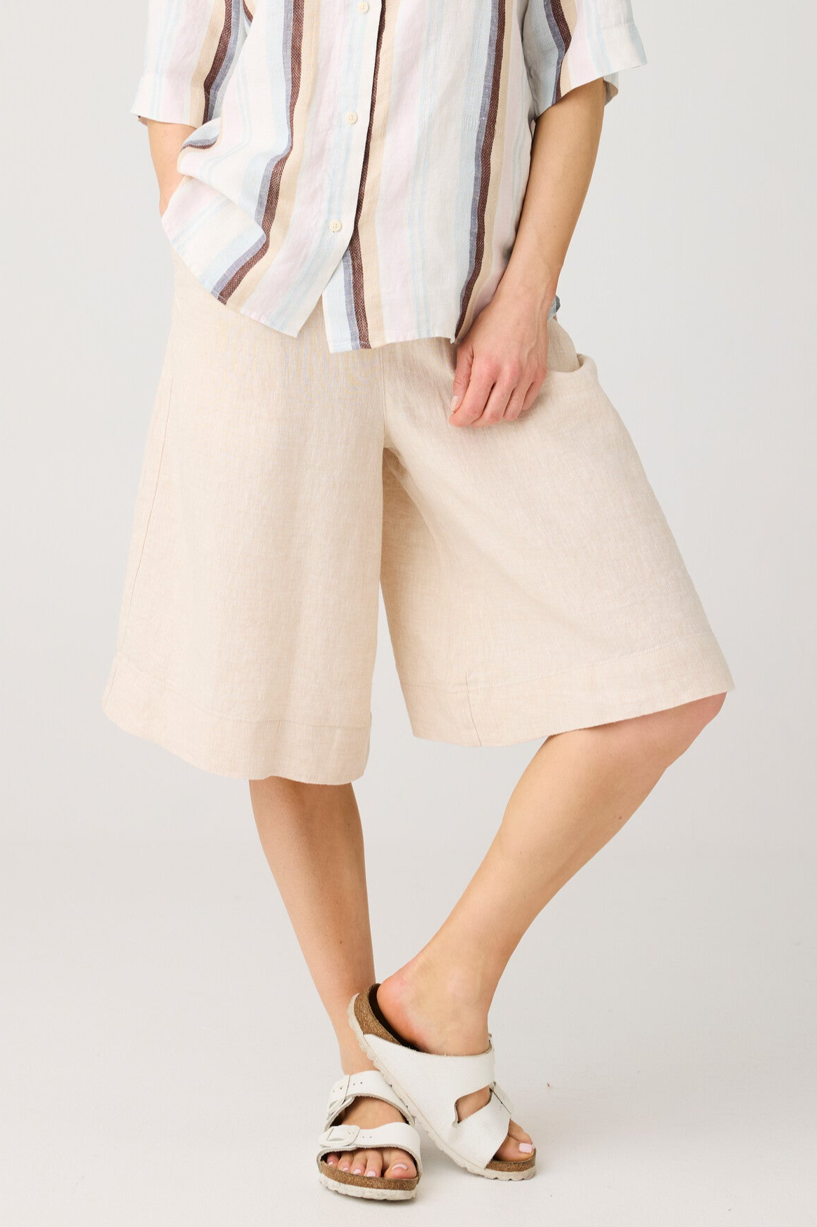 KnowledgeCotton Apparel Damen vegan Culotte Shorts Eve Wide Light Feather Gray