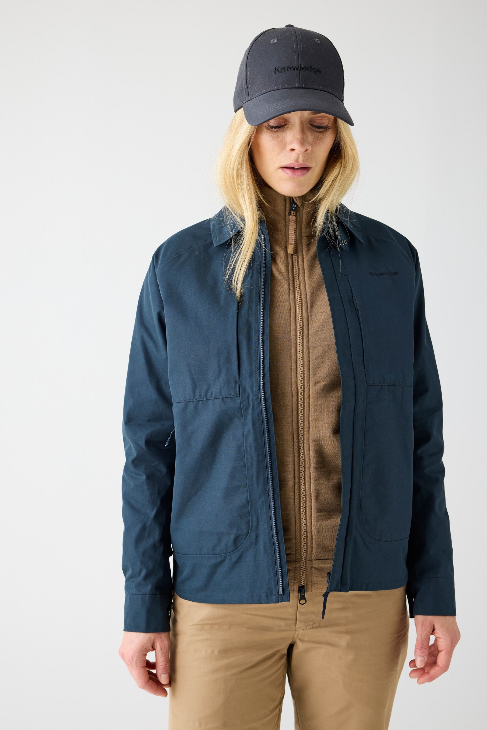 Image of KnowledgeCotton Apparel dames vegan Jas Vent Canvas 200 Totaal Eclipse