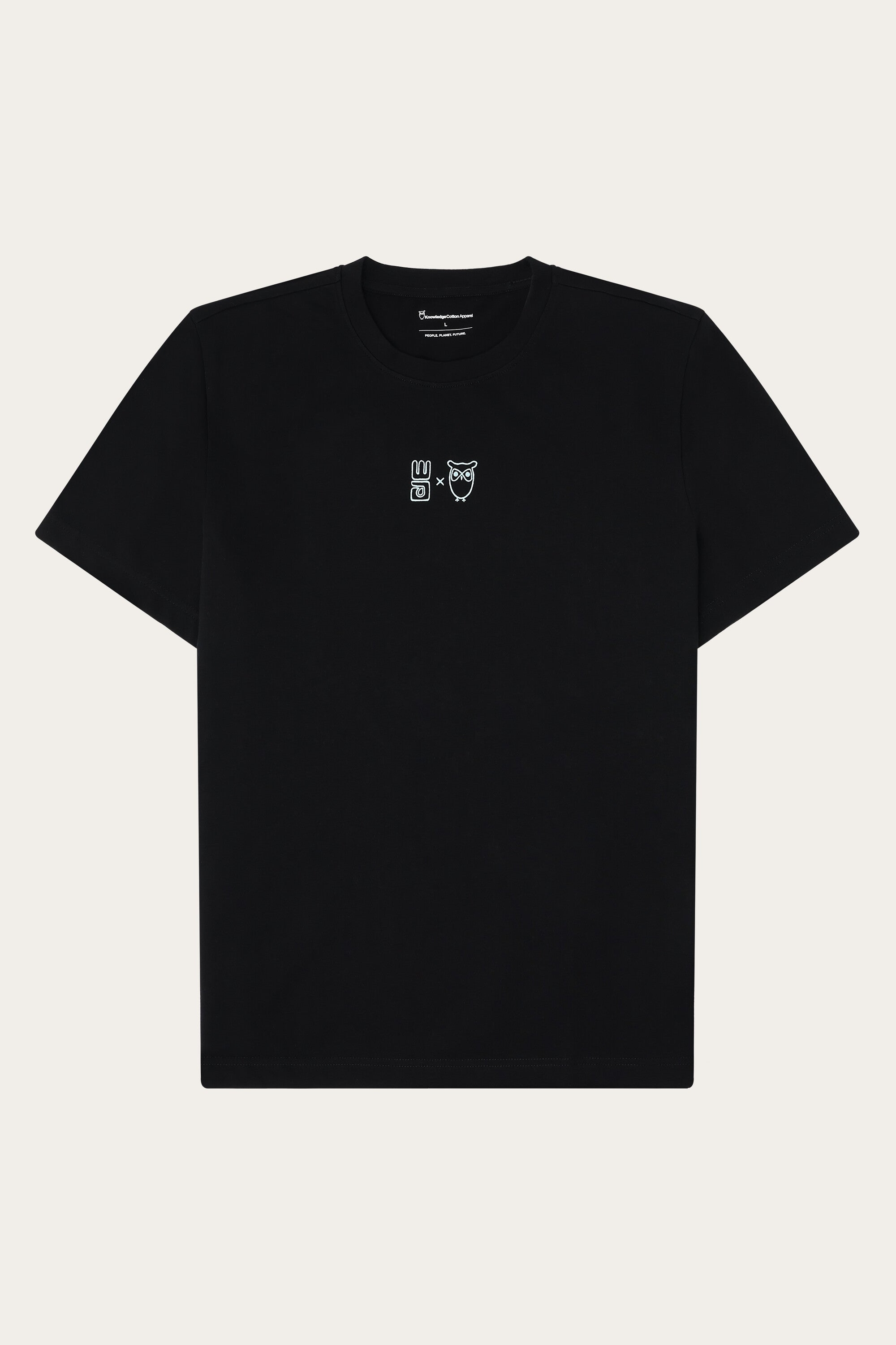 Image of KnowledgeCotton Apparel mannen vegan T-Shirt Voor Heren: Water Is Leven, Zwart.