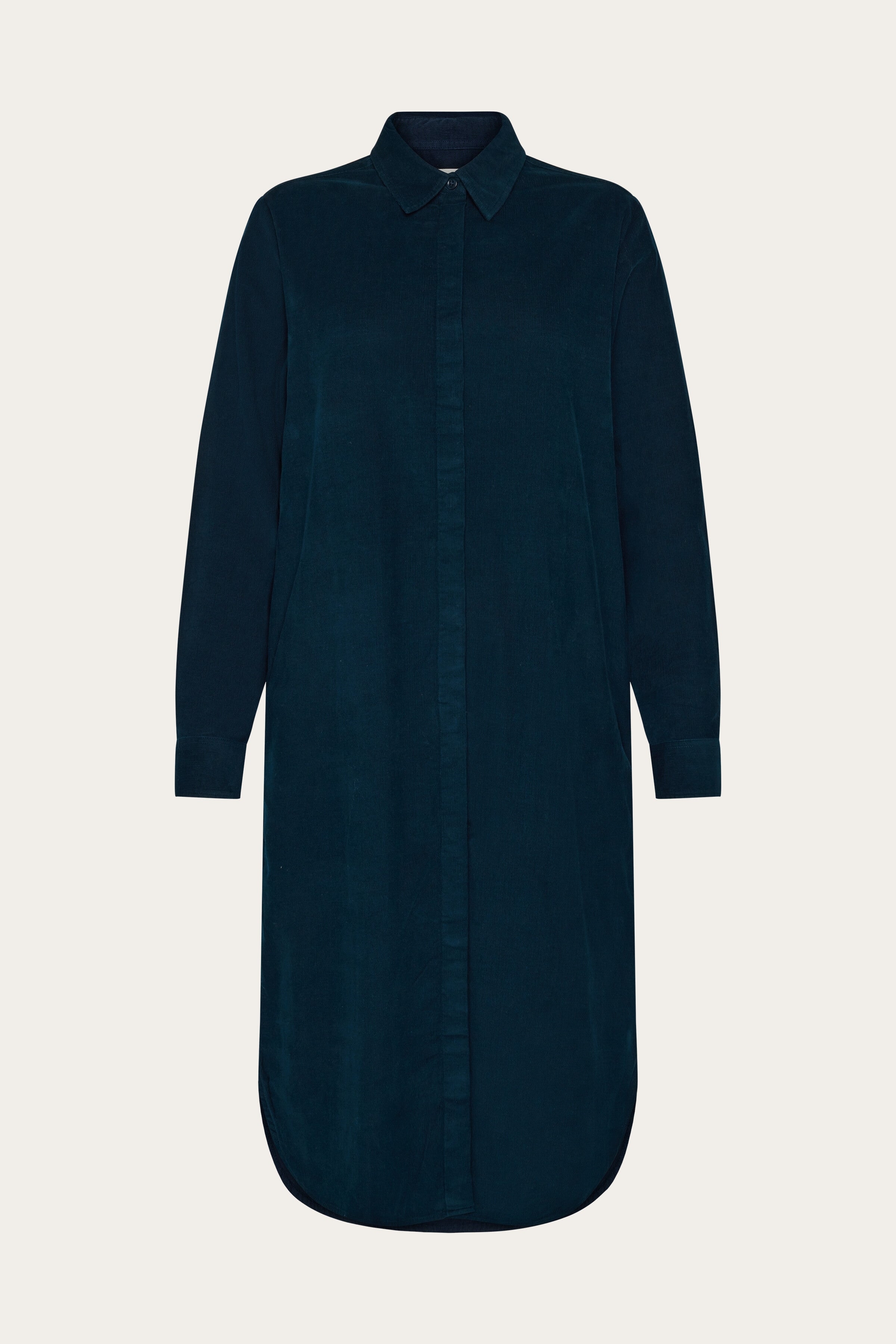 Image of KnowledgeCotton Apparel dames vegan Overhemdjurk Van Corduroy, Total Eclipse