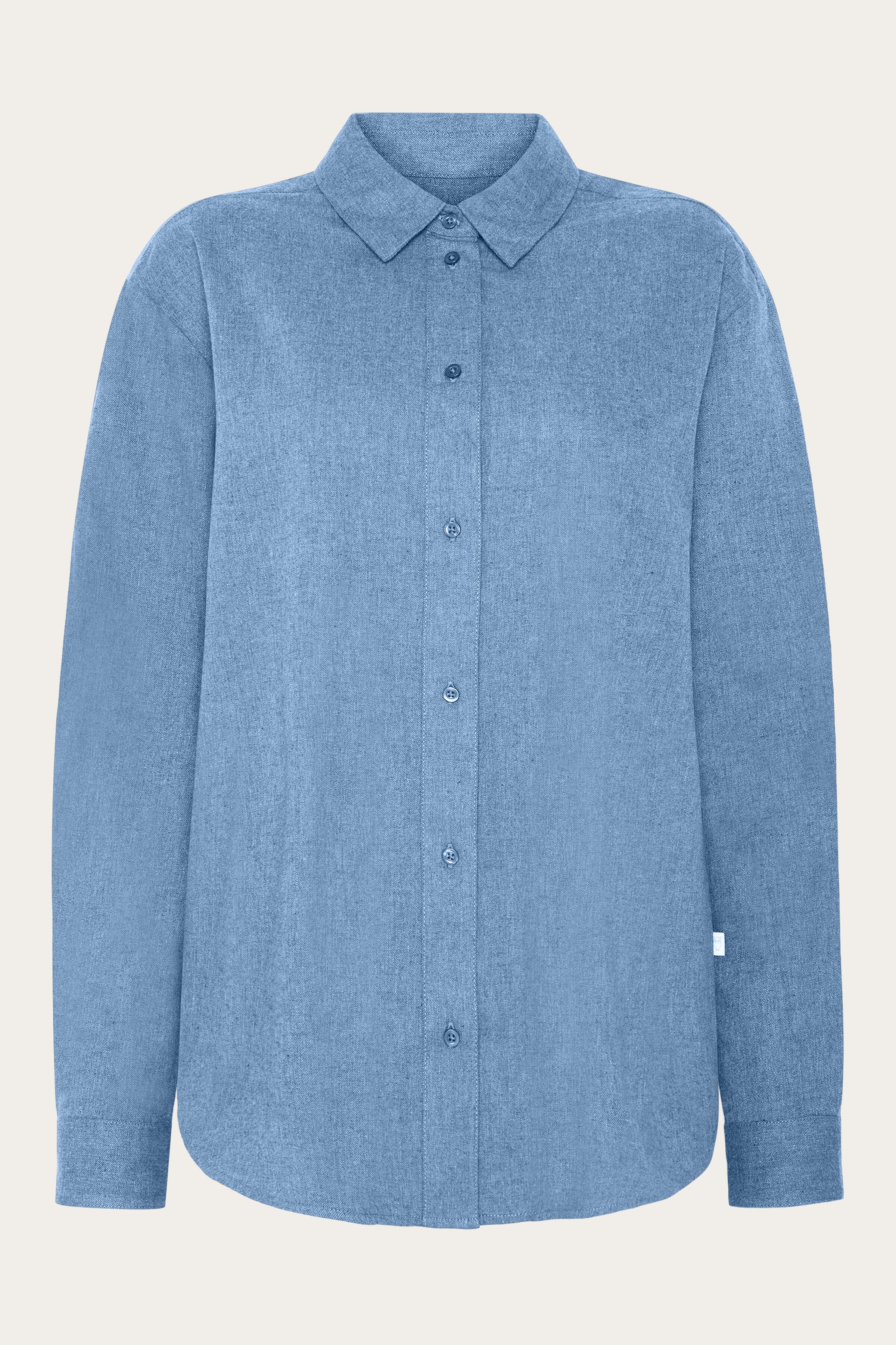 Image of KnowledgeCotton Apparel dames vegan Damesblouse Van Flanel In Donker Denimblauw