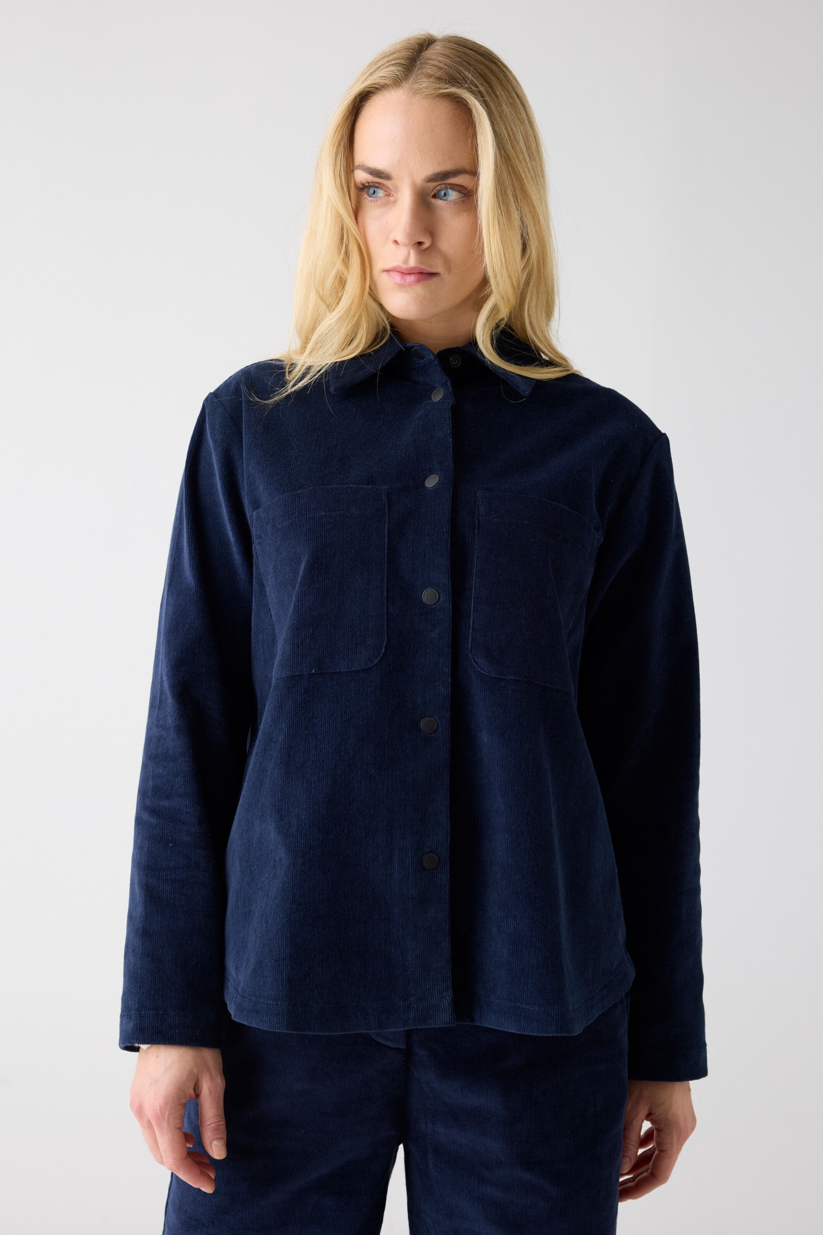 Image of KnowledgeCotton Apparel dames vegan Overhemd Van Corduroy Met De Tekst "night Sky"