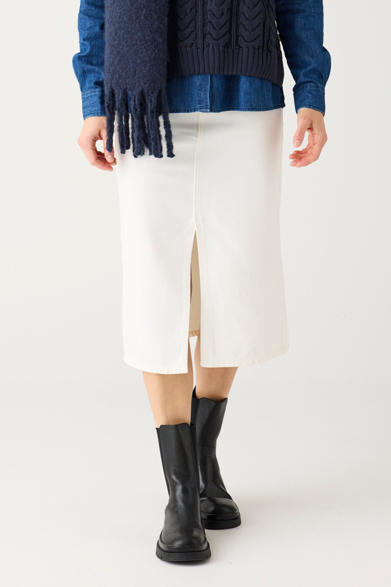 Image of KnowledgeCotton Apparel dames vegan Rok Van Keperstof In De Kleur Egret, Wit