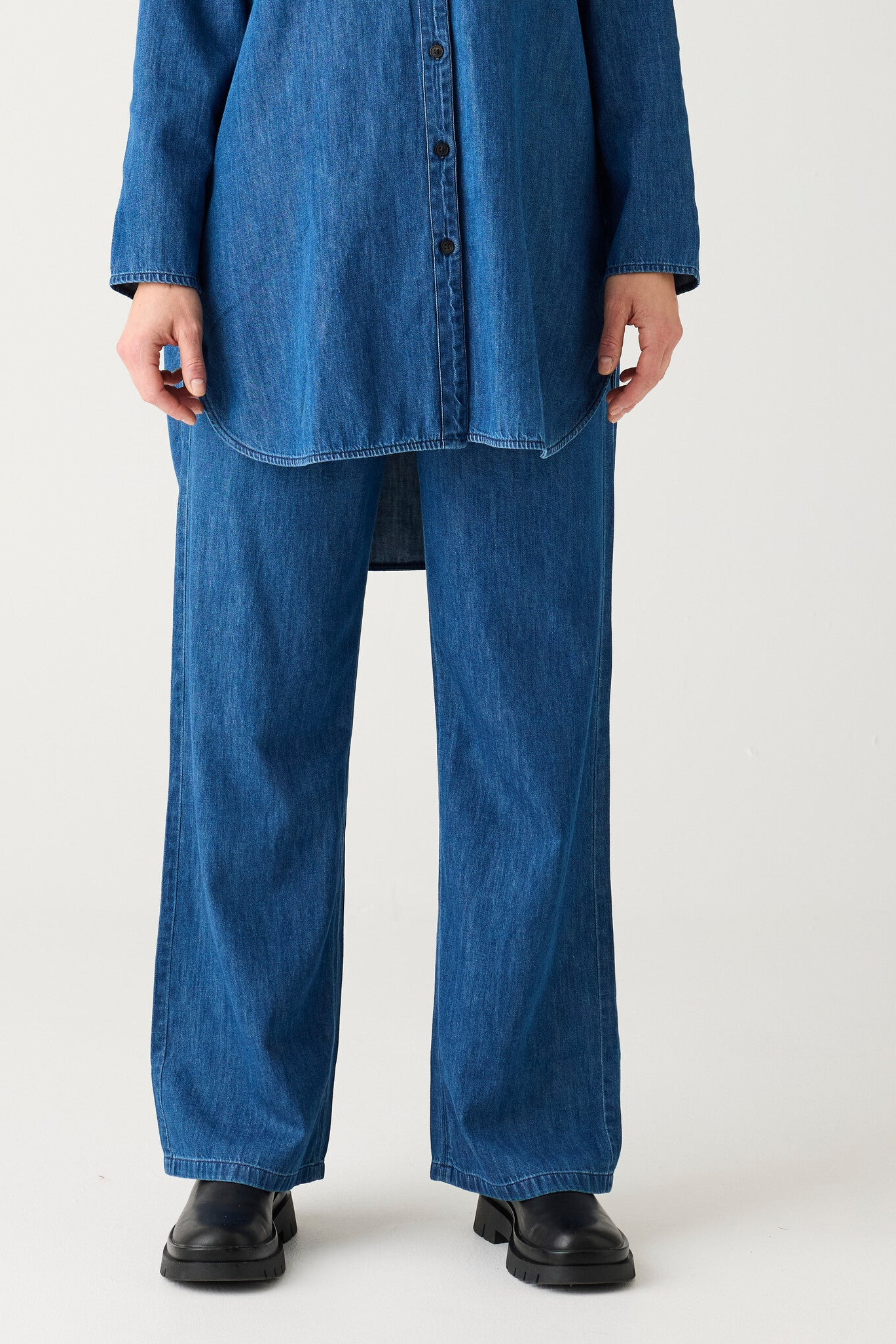 Image of KnowledgeCotton Apparel dames vegan Broek Van Denim Posey In Donkerblauw