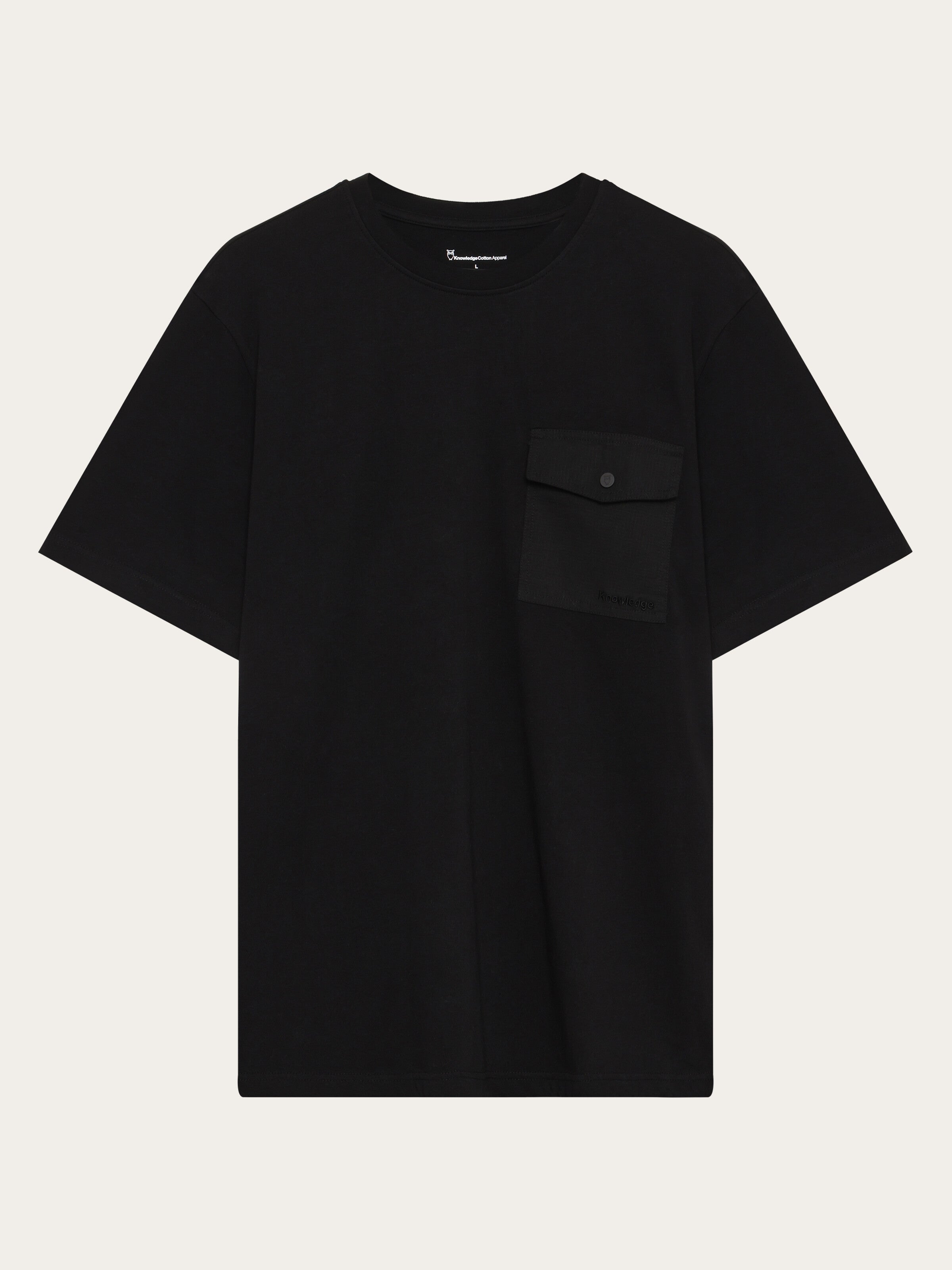 KnowledgeCotton Apparel men vegan T-Shirt Pocket Black Jet