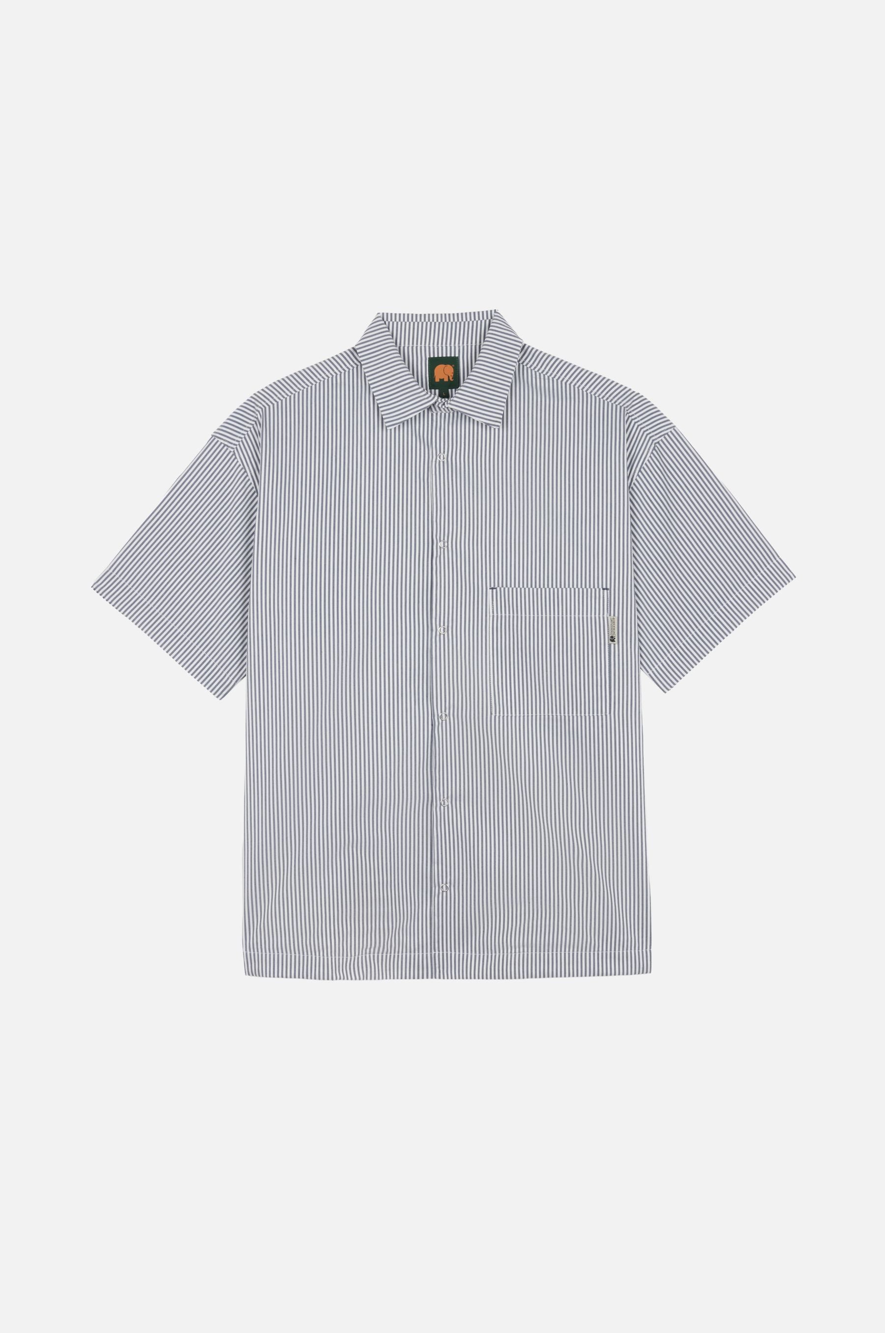 Trendsplant men vegan Shirt Mechanic Box Indigo Stripes