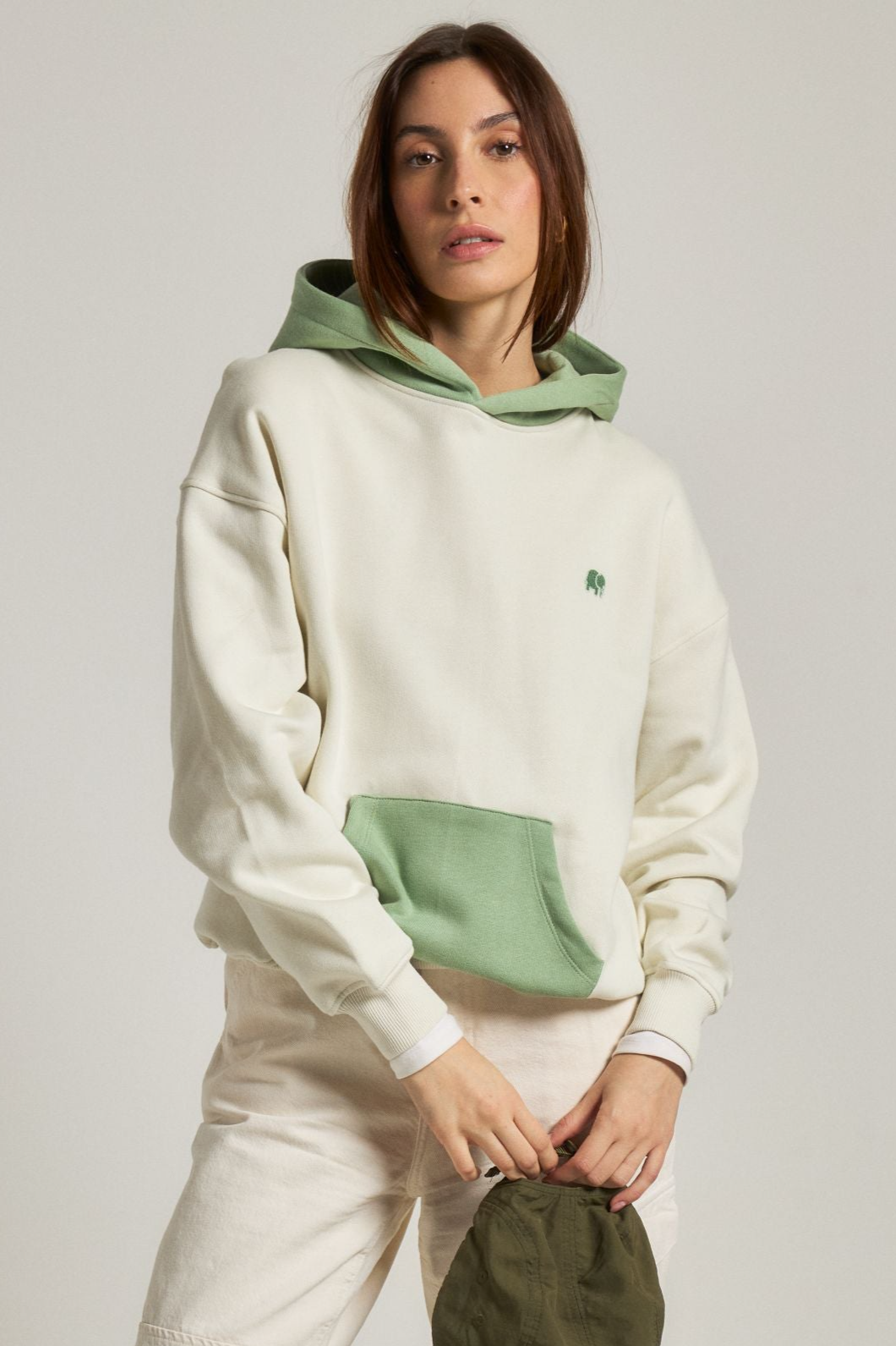Image of Trendsplant dames vegan Hoodie Oversized Met Kleurblokken In Zeeglas