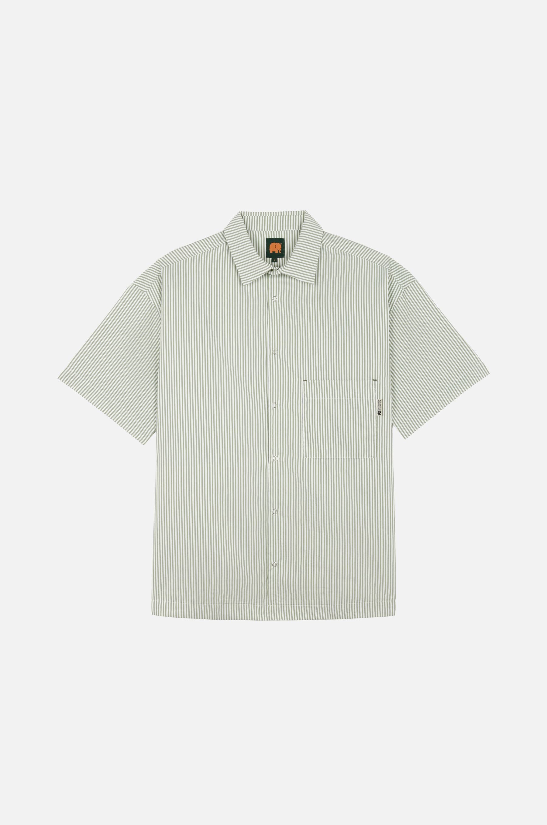 Trendsplant men vegan Shirt Mechanic Box Green Stripes