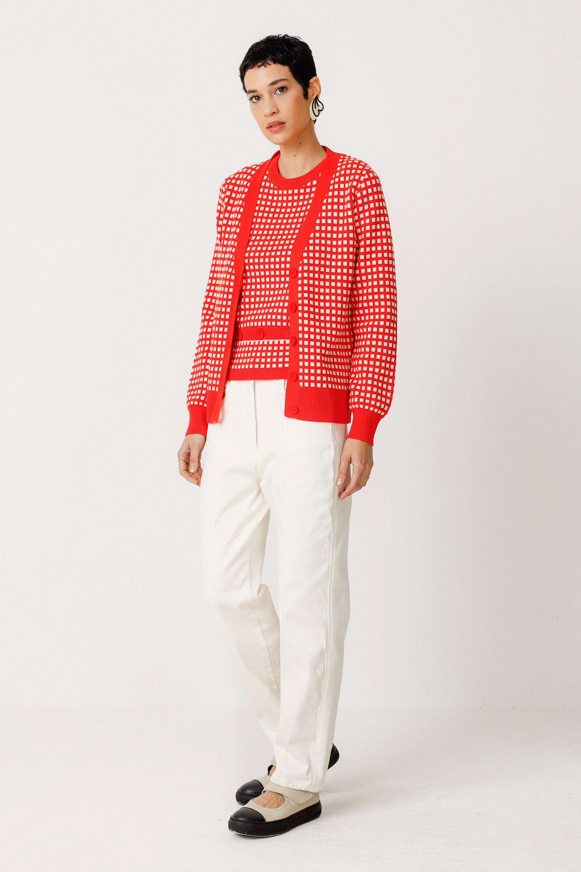 SKFK womens vegan Knitted Cardigan Alize Red