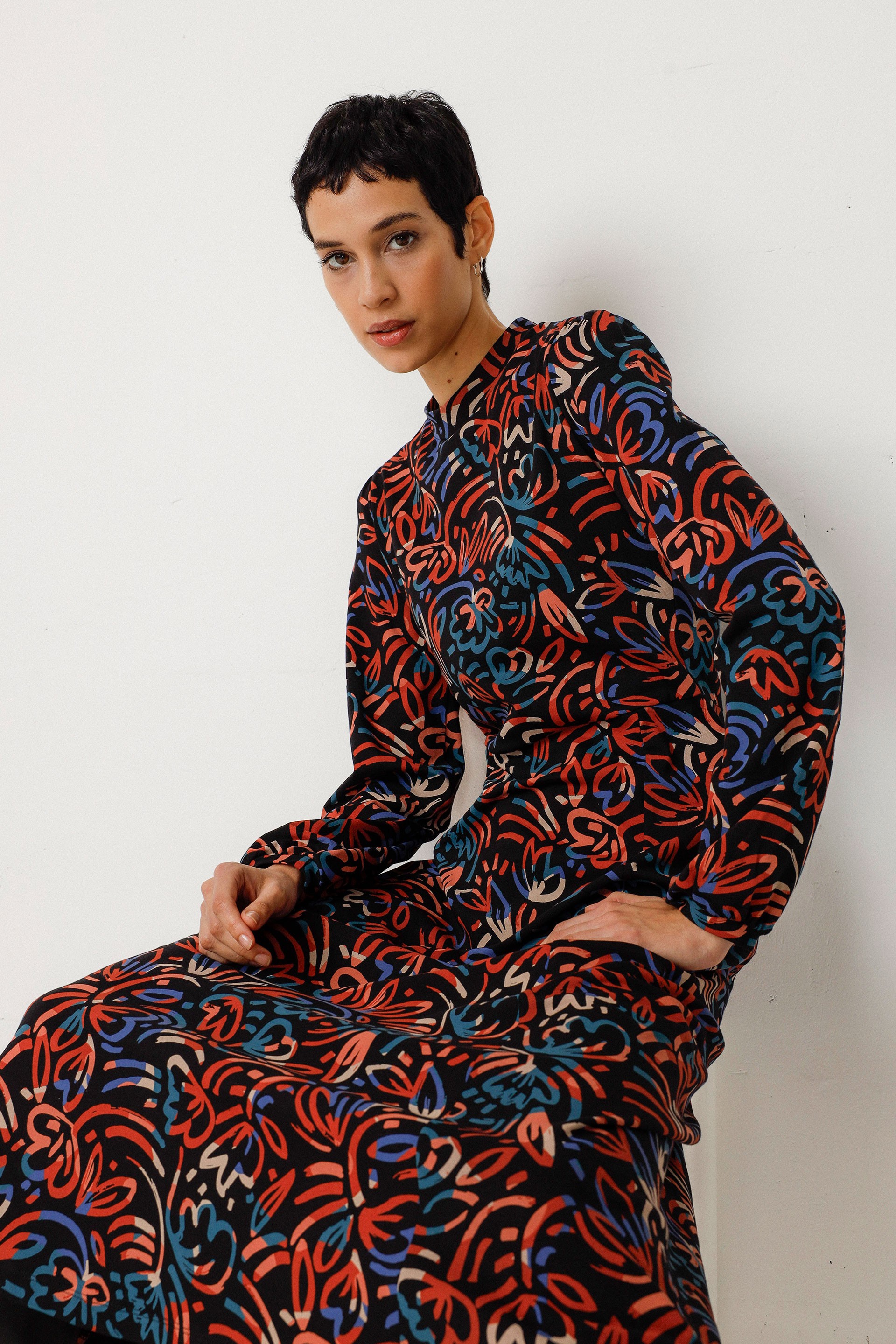 111805 - Damen vegan Kleid Kamila Mehrfarbig