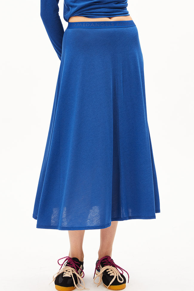 Image of ARMEDANGELS dames vegan Midi Rok Ileniaa Laraa Dynamo Blauw