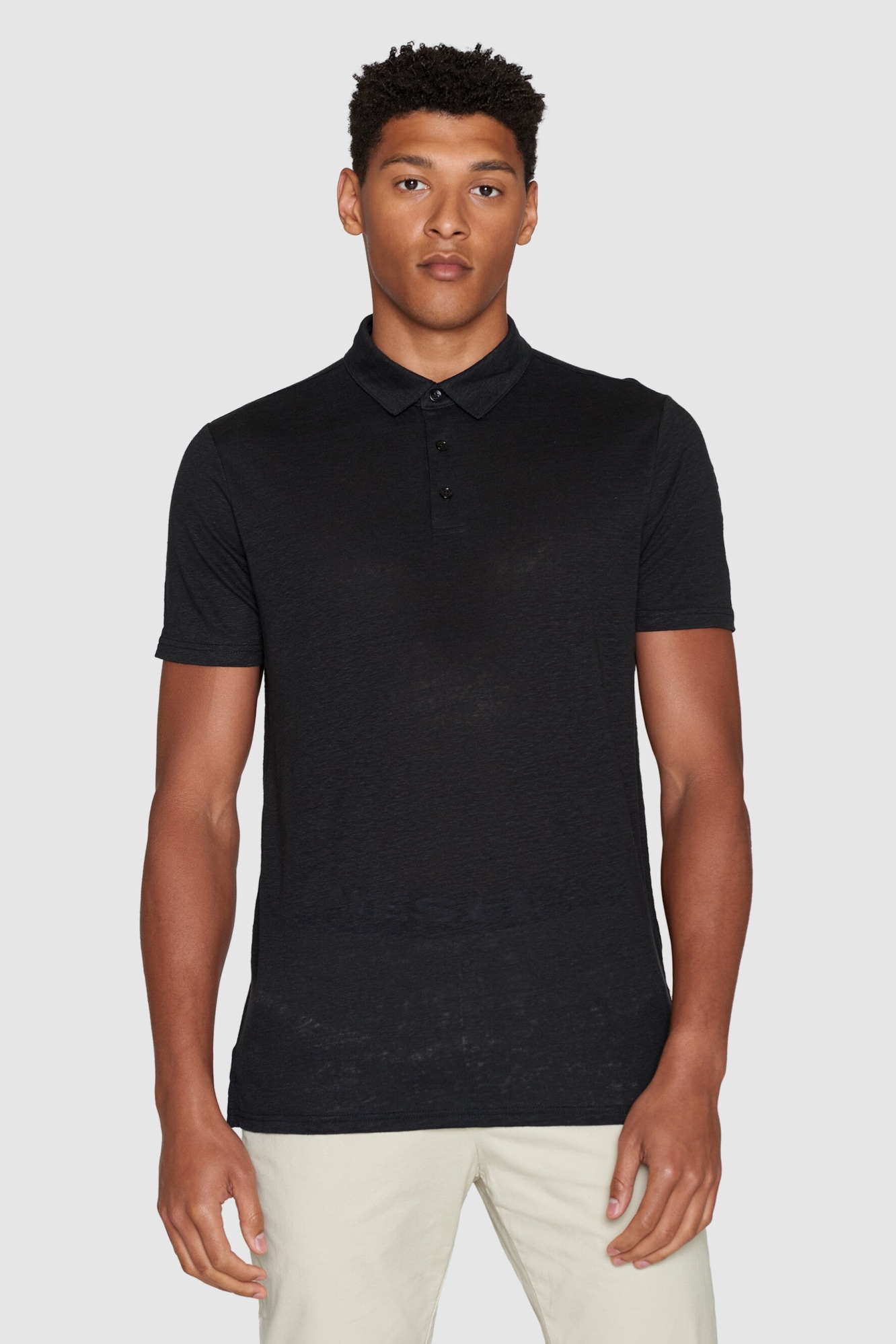 Image of KnowledgeCotton Apparel mannen vegan Polo Shirt Zwart